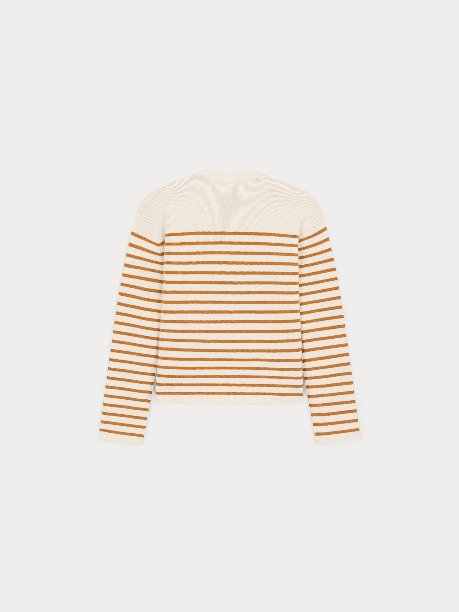 Women | Taupe Cropped Cardigan In Wool And Cotton | White - Image 2