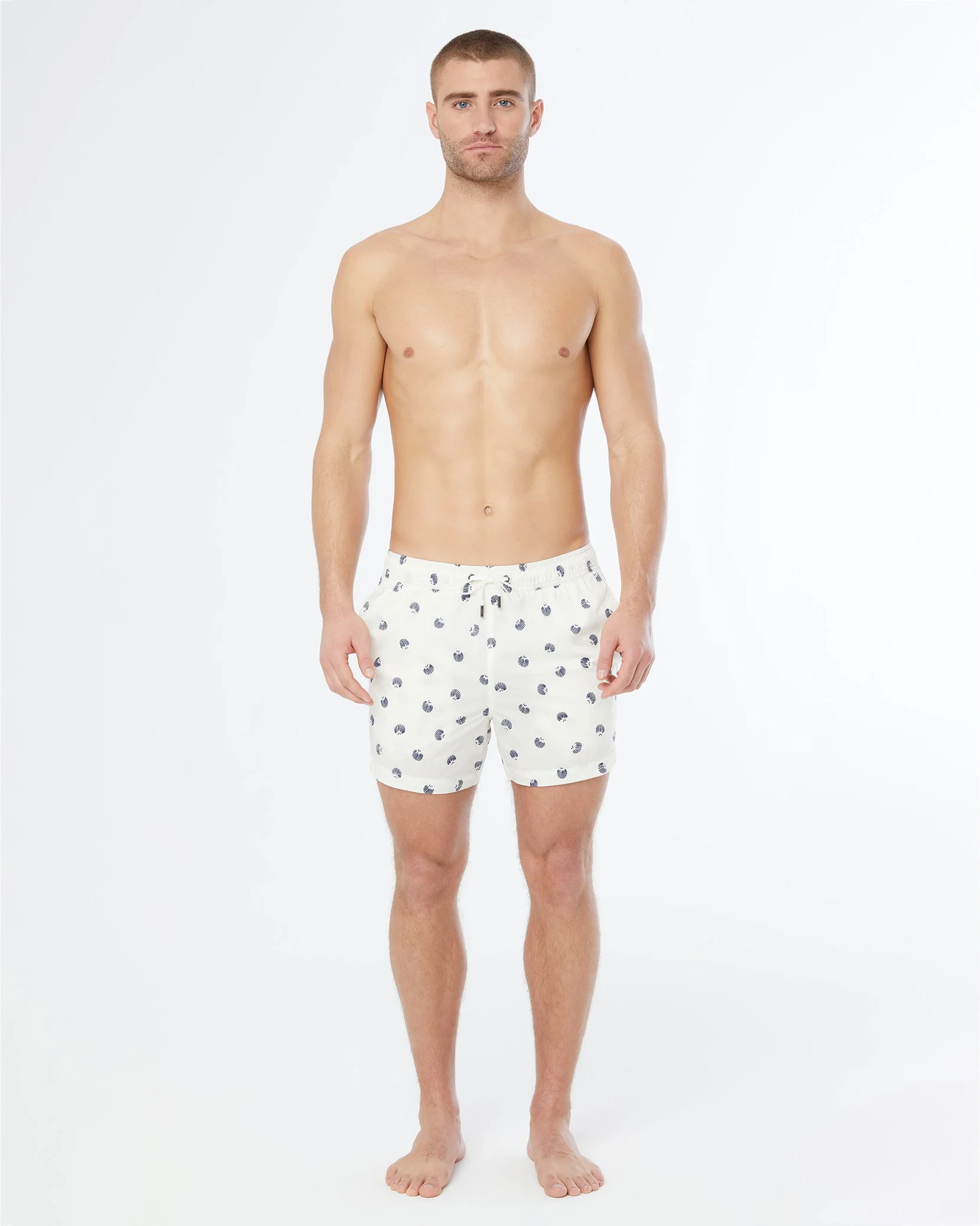 Mens | Charles 5" Swim Trunk | Off White/Deep Navy - Image 2