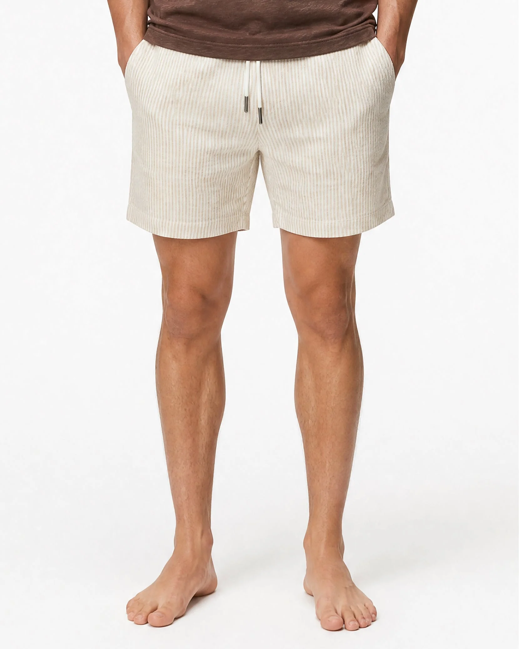Mens | Classic 6" Pull On Linen Short - II | Sand - Image 2