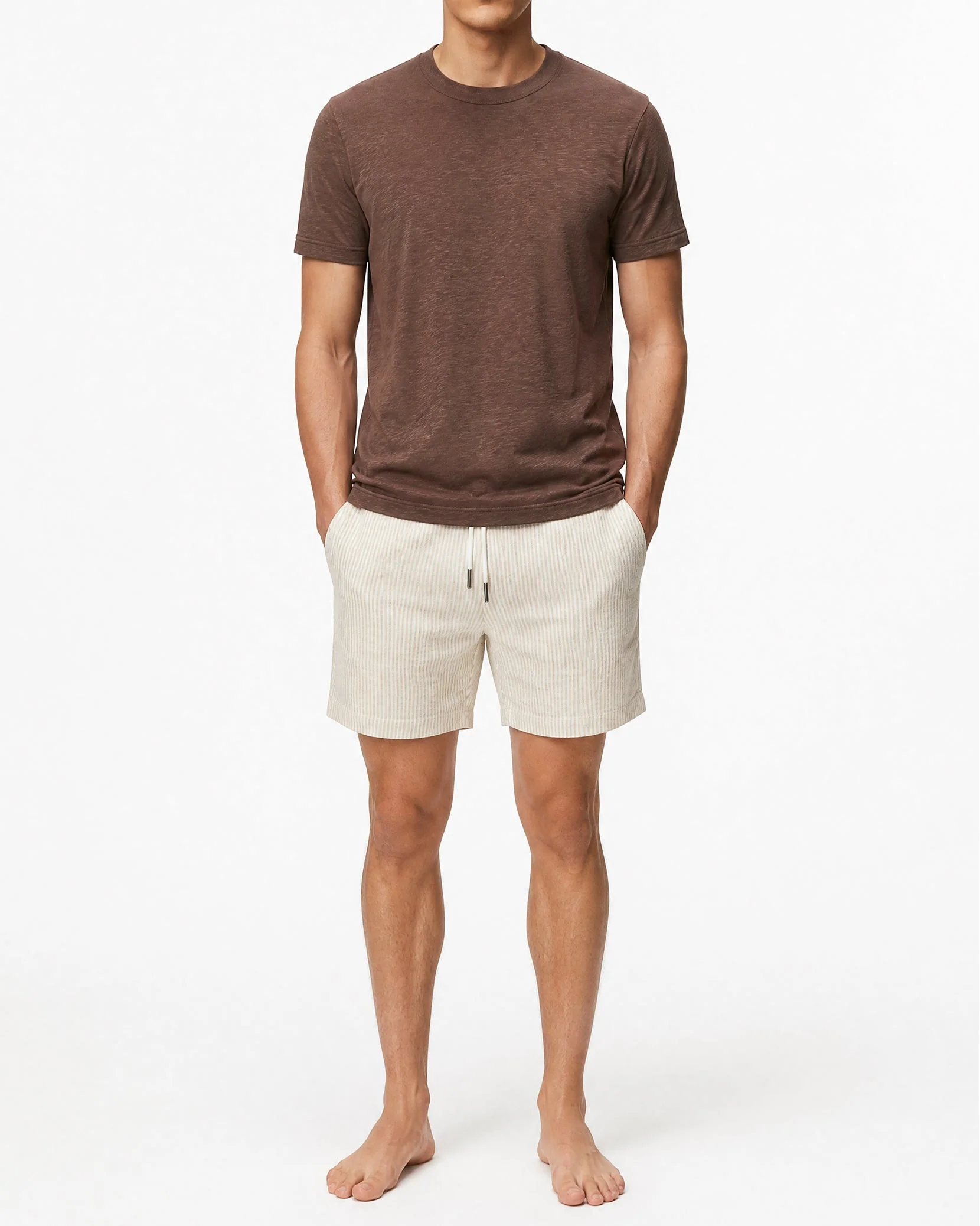 Mens | Classic 6" Pull On Linen Short - II | Sand - Image 3