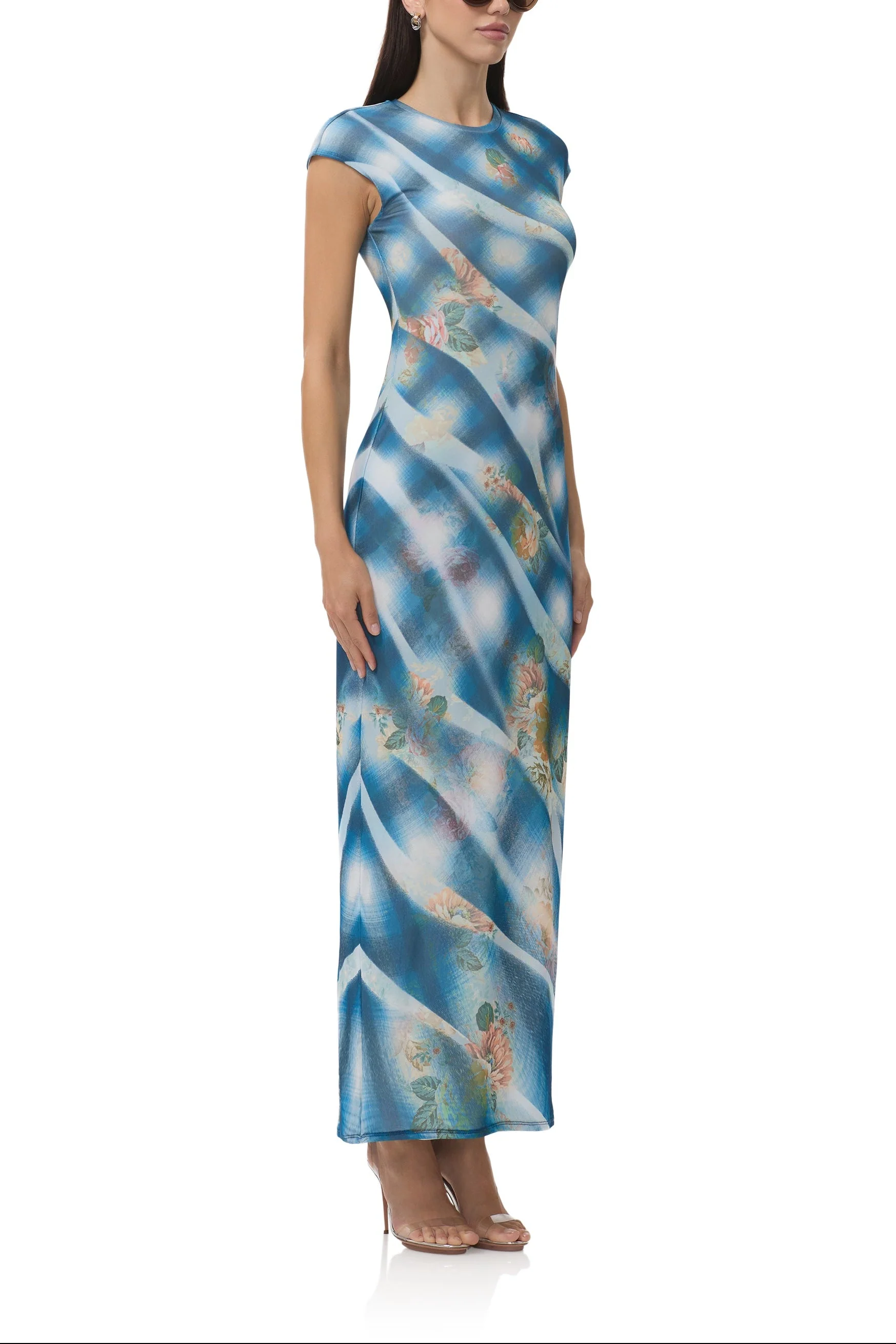 Cody Dress | Blue Floral Plaid - Image 2