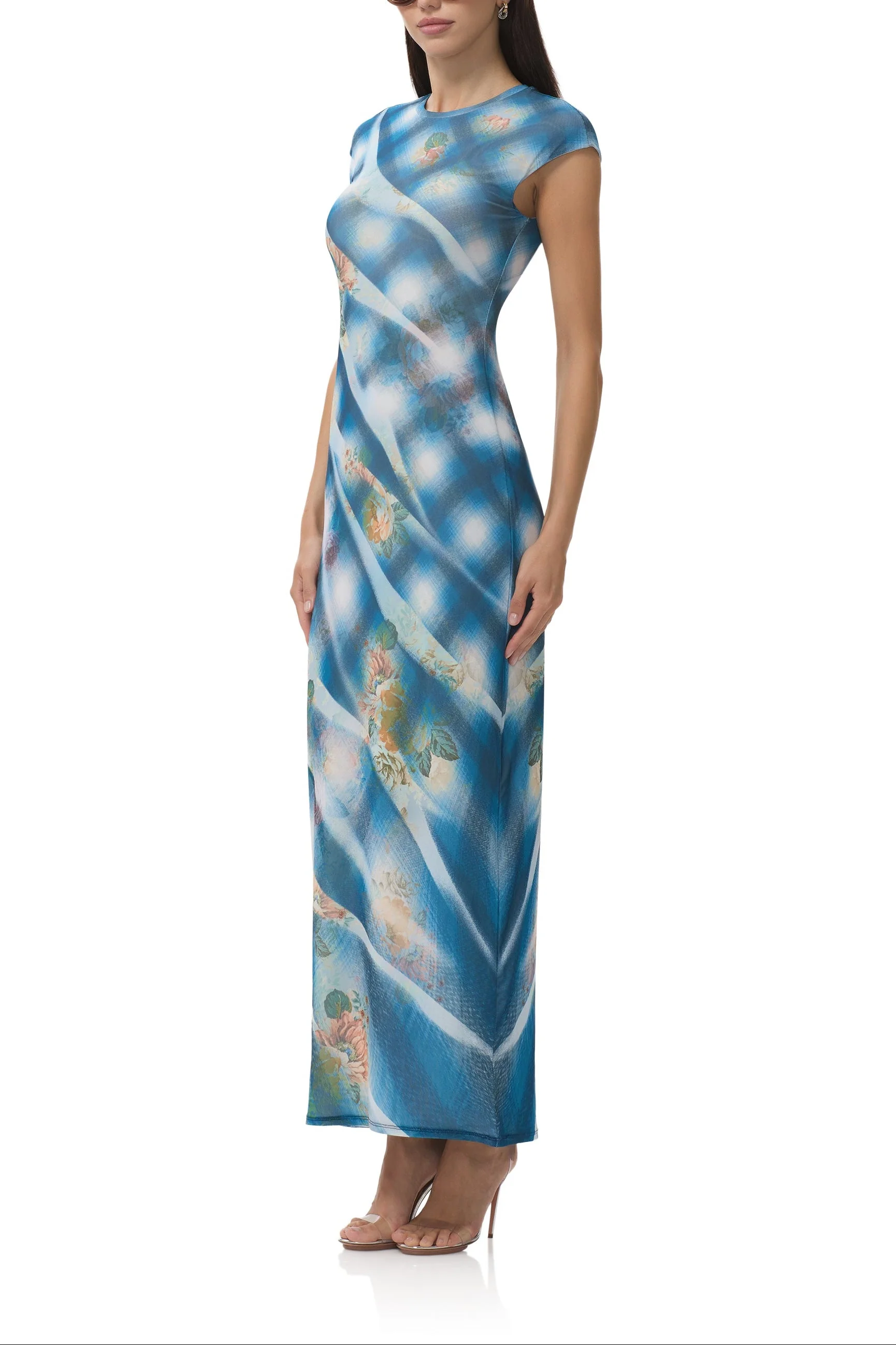 Cody Dress | Blue Floral Plaid - Image 3