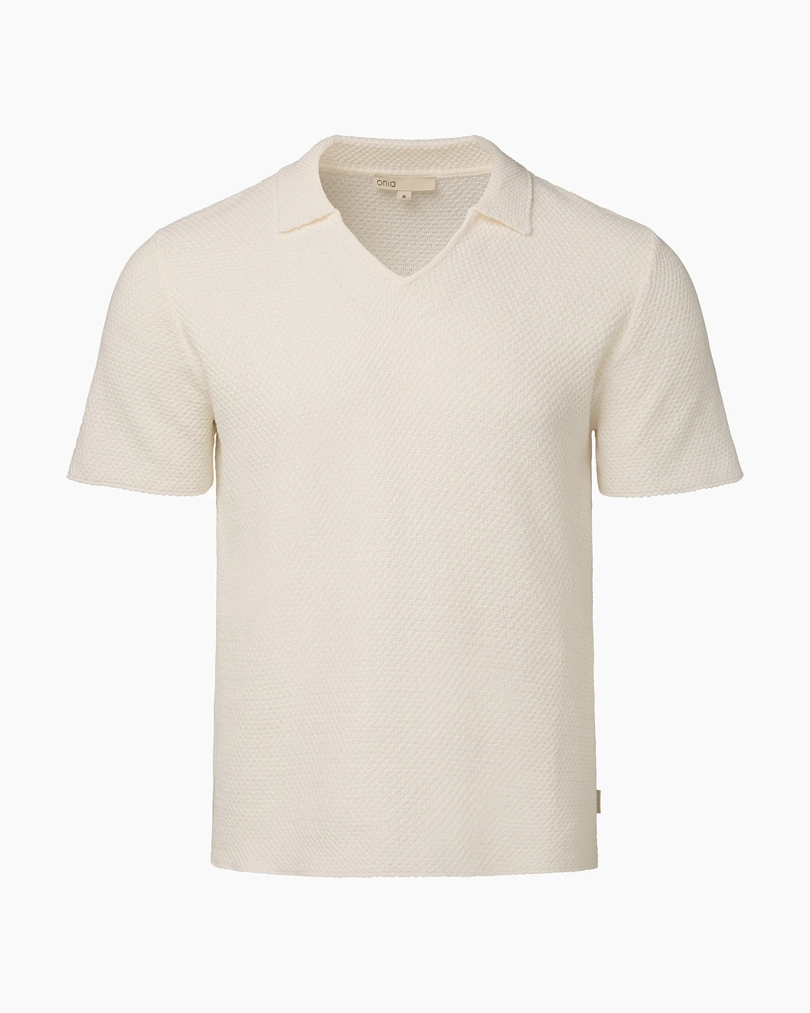 Mens | Cotton Crochet Johnny Collar Polo | White
