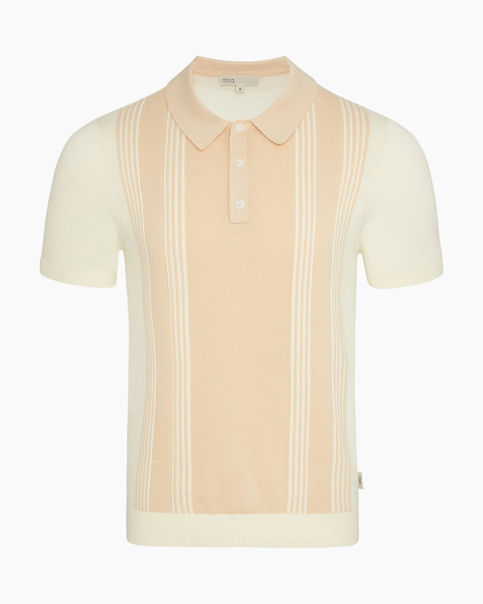 Mens | Cotton Knit Short Sleeve Polo | Natural/Egret