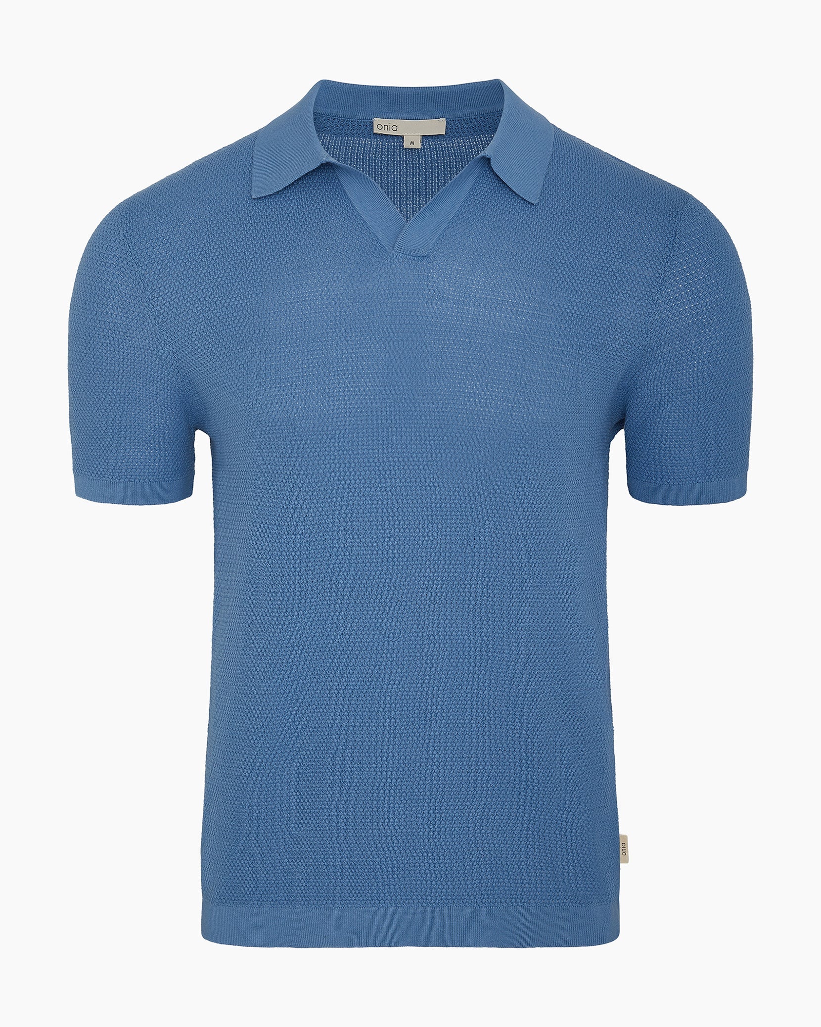 Mens | Cotton Textured Johnny Collar Polo | Marina