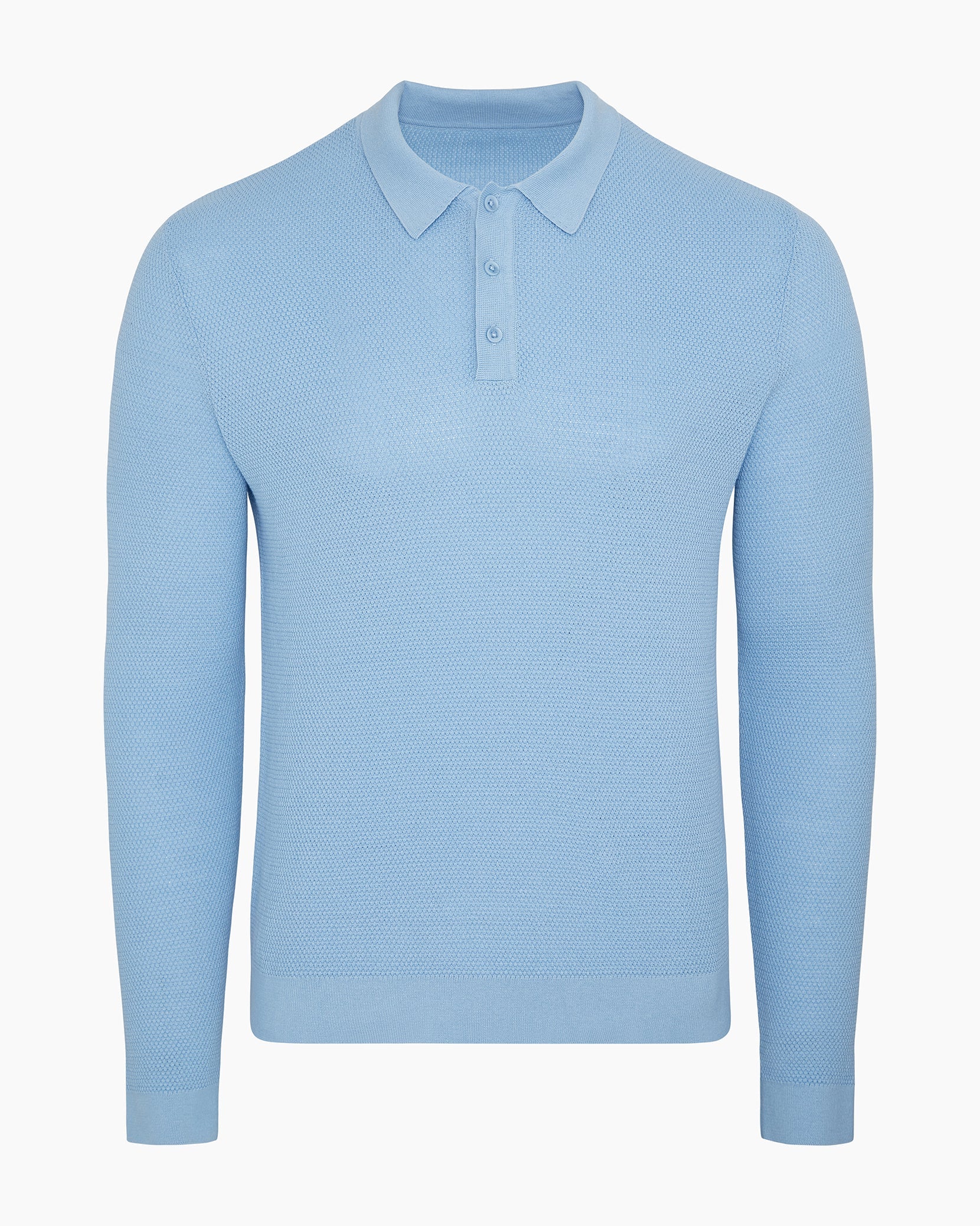 Mens | Cotton Textured Knit Long Sleeve Polo Sweatshirt | Seaport