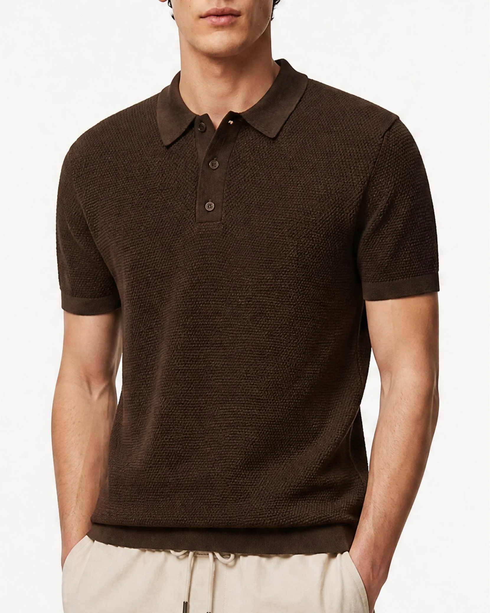 Mens | Cotton Textured Knit Polo | Kona - Image 2