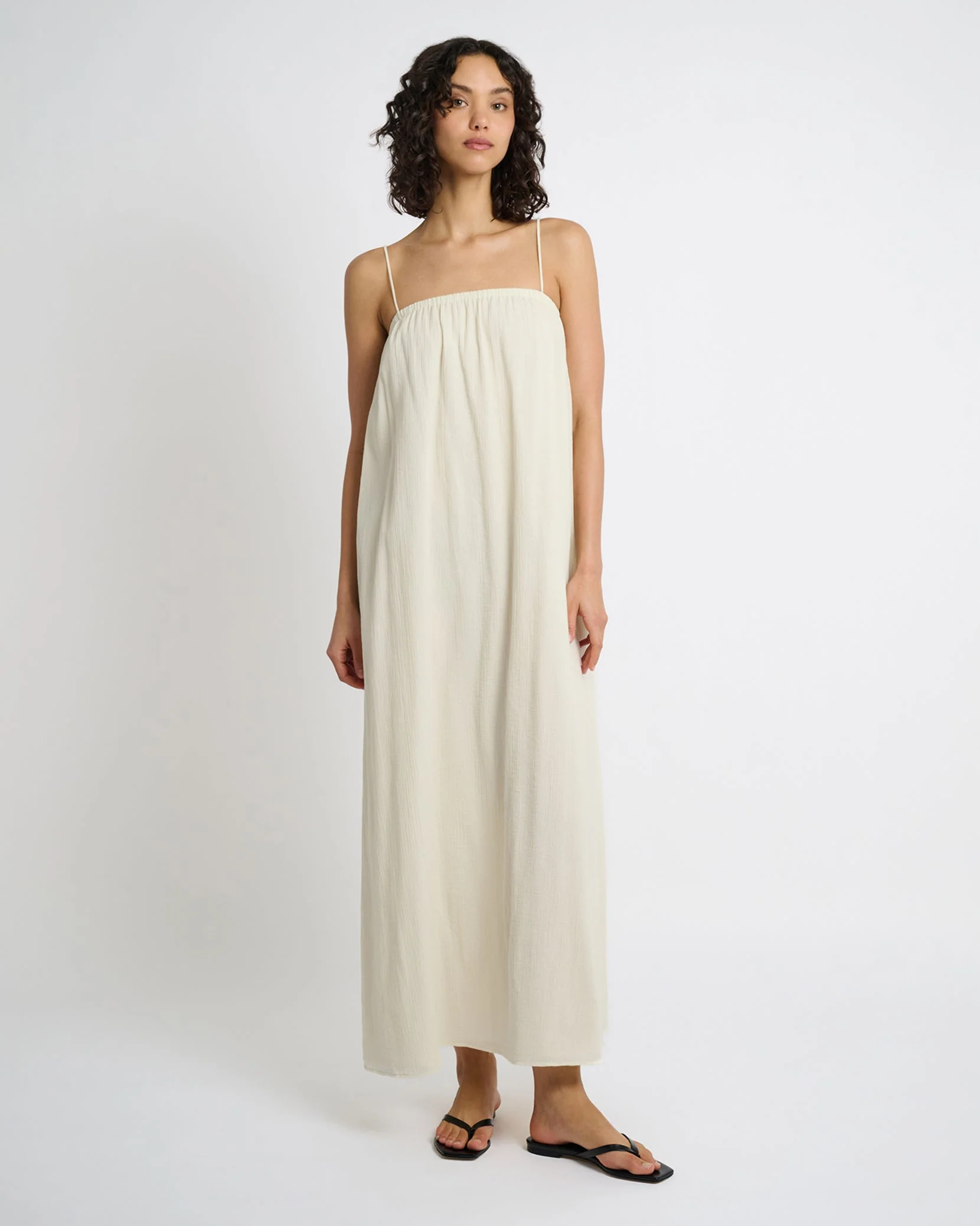 Womens | Crinkle Gauze Maxi Dress | Egret