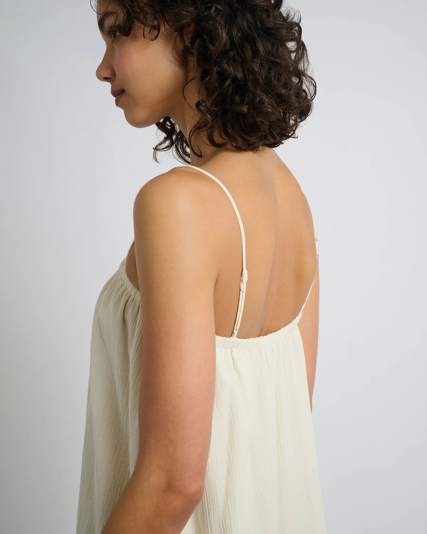 Womens | Crinkle Gauze Maxi Dress | Egret - Image 4