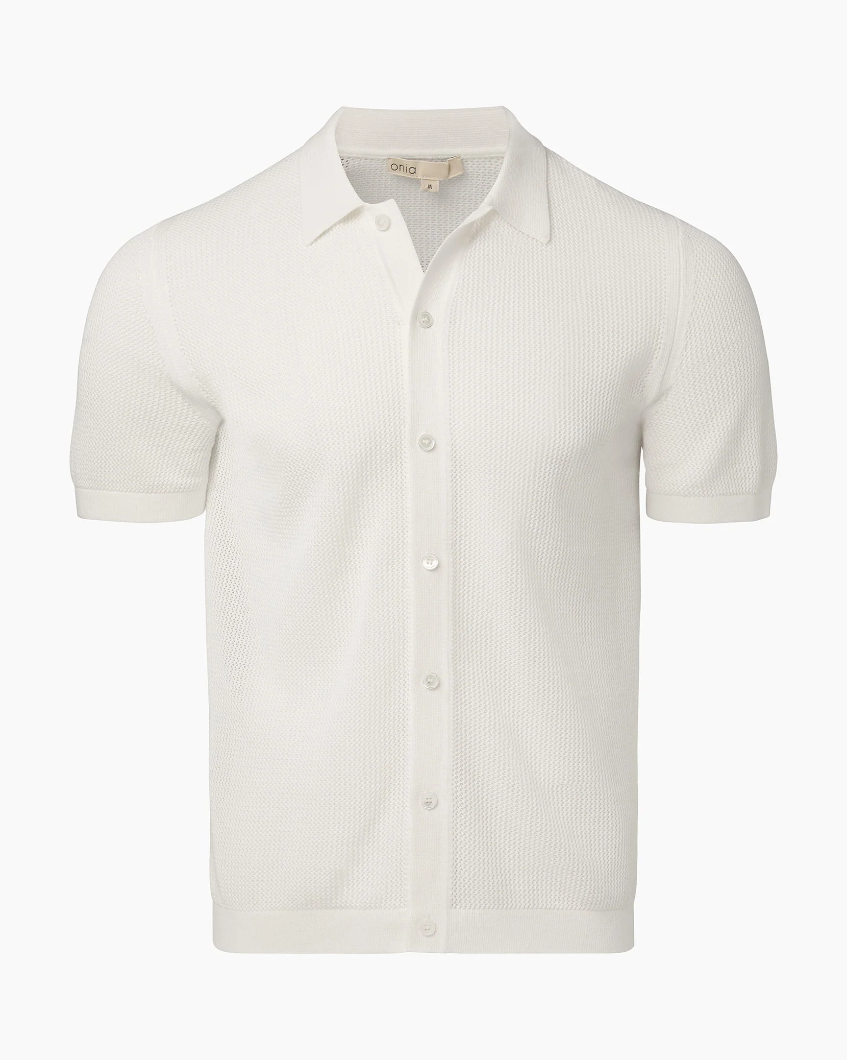 Mens | Crochet Knit Button Up Shirt - II | White