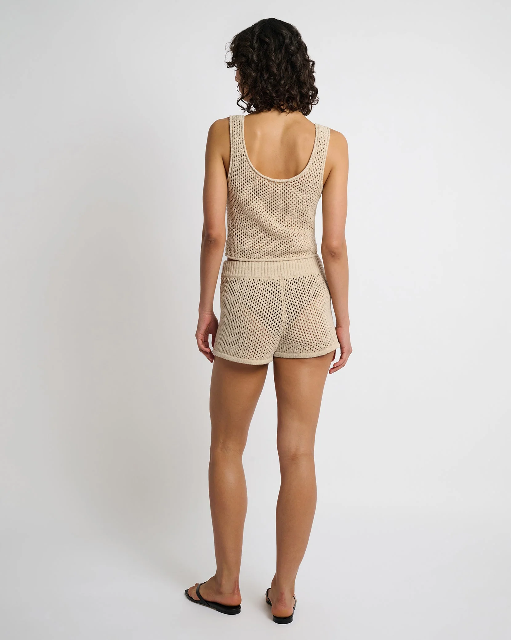 Womens | Crochet Knit Scoop Tank | Sandshell - Image 5