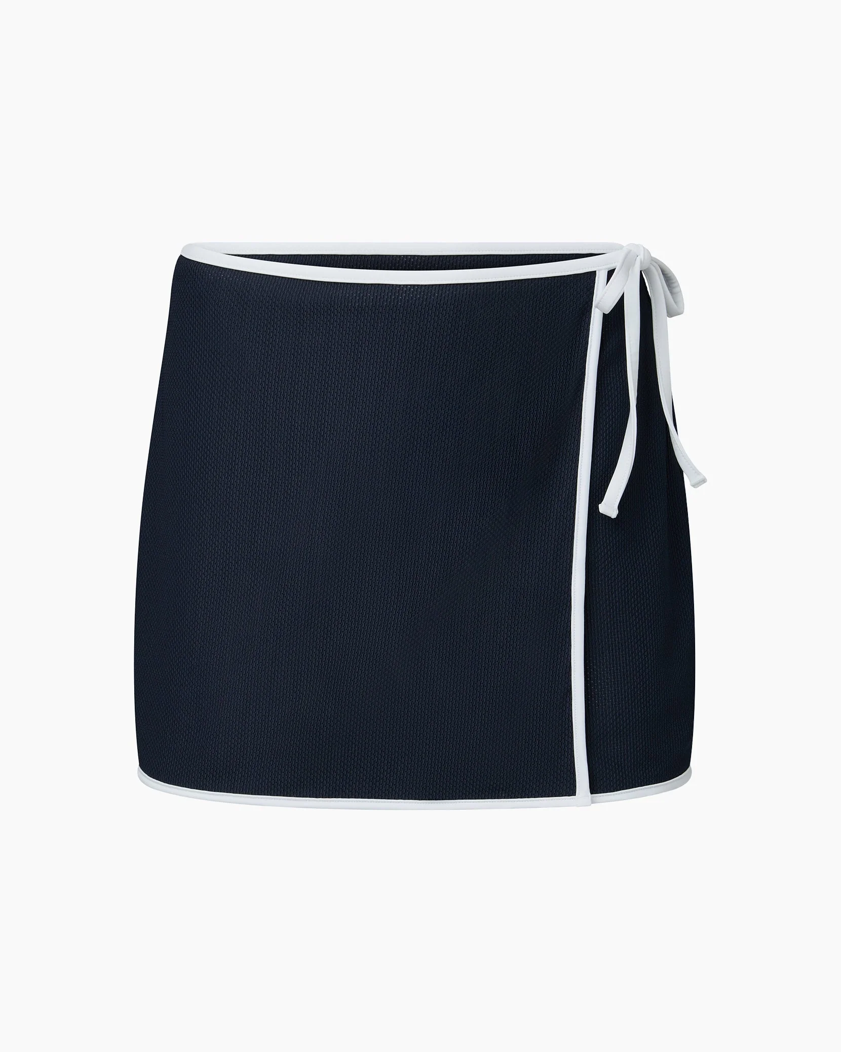 Womens | Crochet Mesh Mini Wrap Skirt | Deep Navy - Image 2