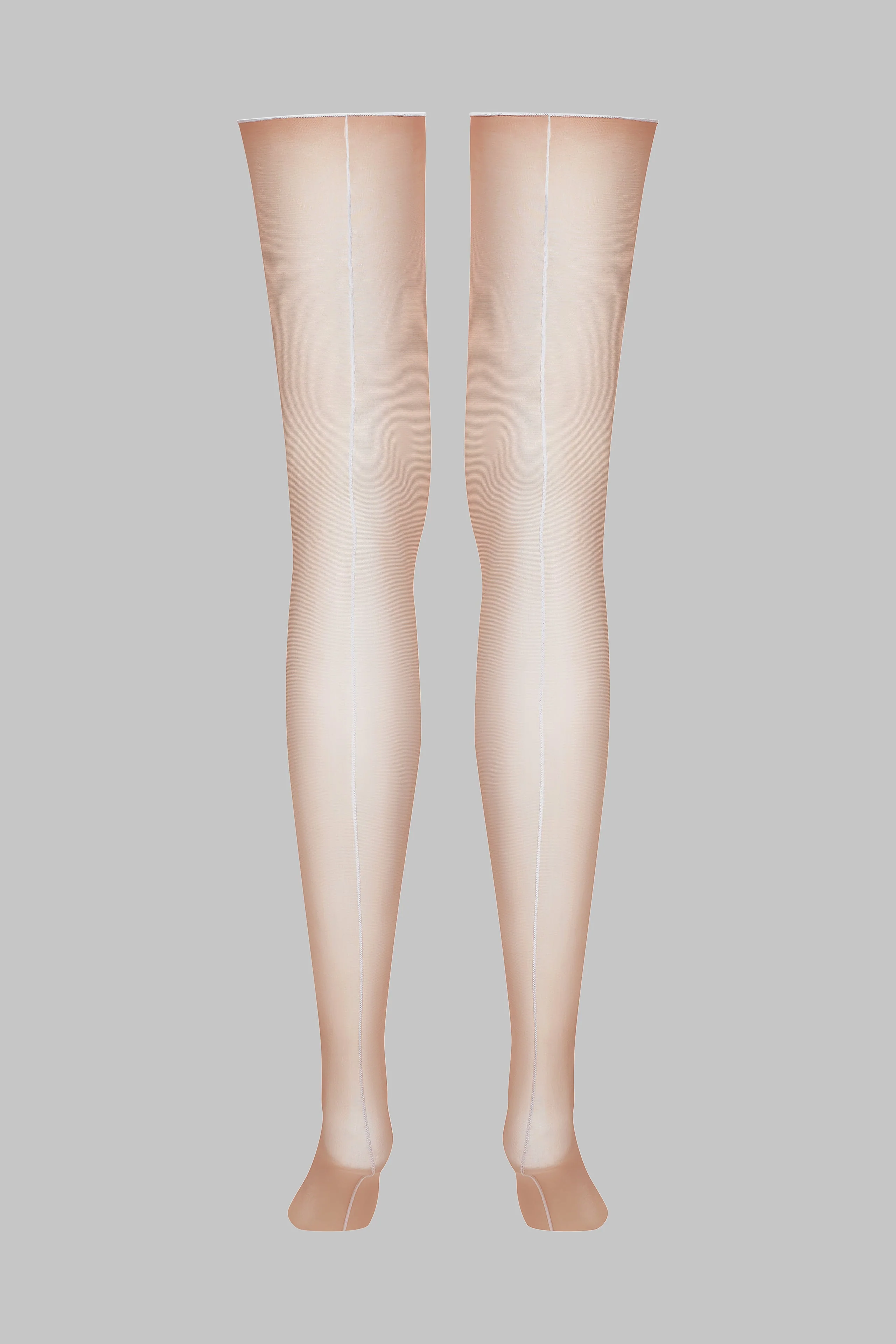 Cut and curled back seamed stockings - 20D | White - Image 4