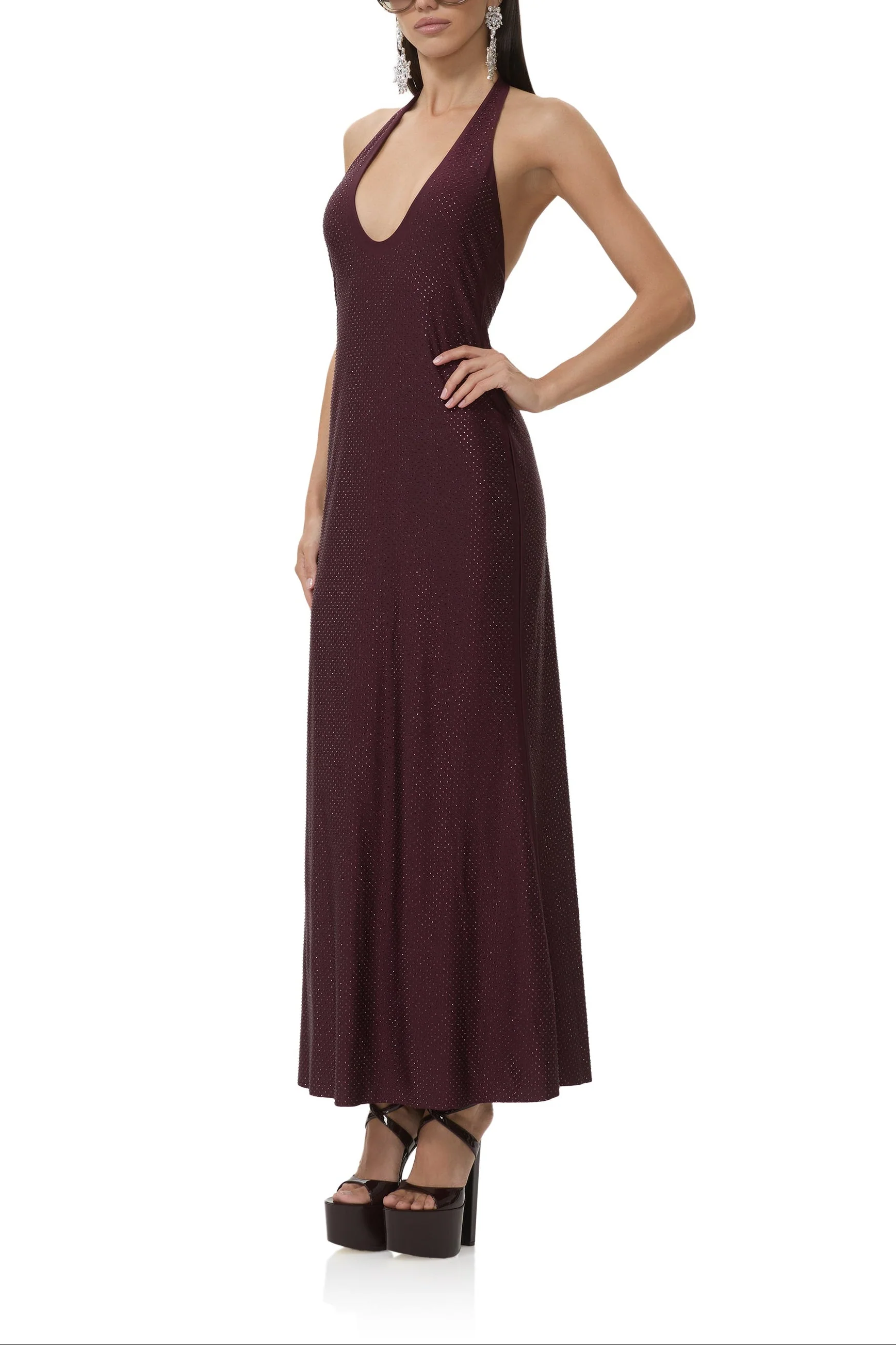 Danika Studded Jersey Dress | Vineyard - Image 2