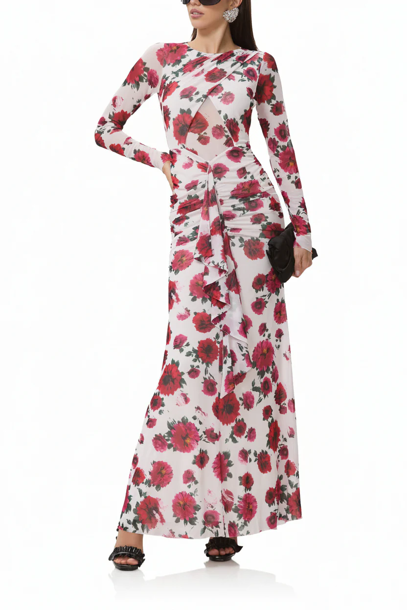 Daysa Dress | Ivory Painted Rose
