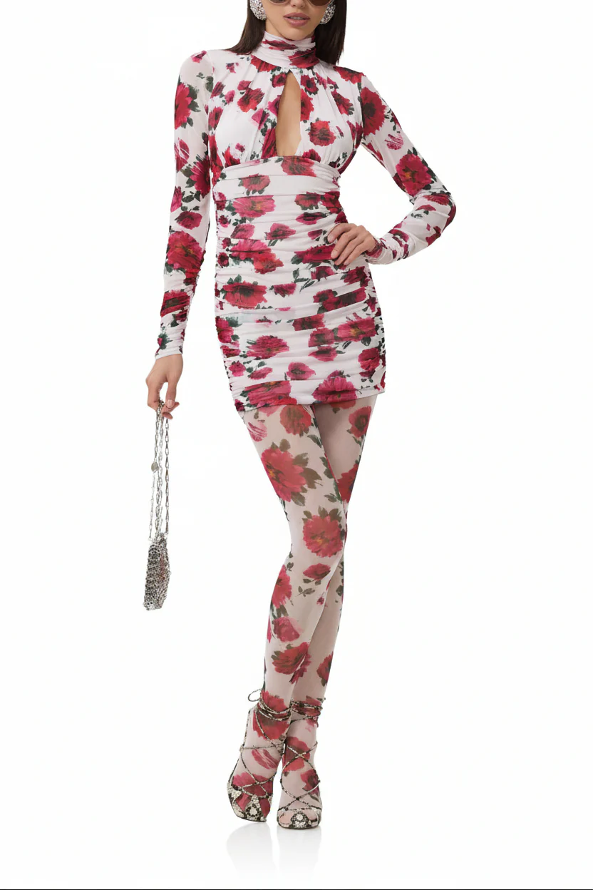 Eliya Dress | Ivory Painted Rose