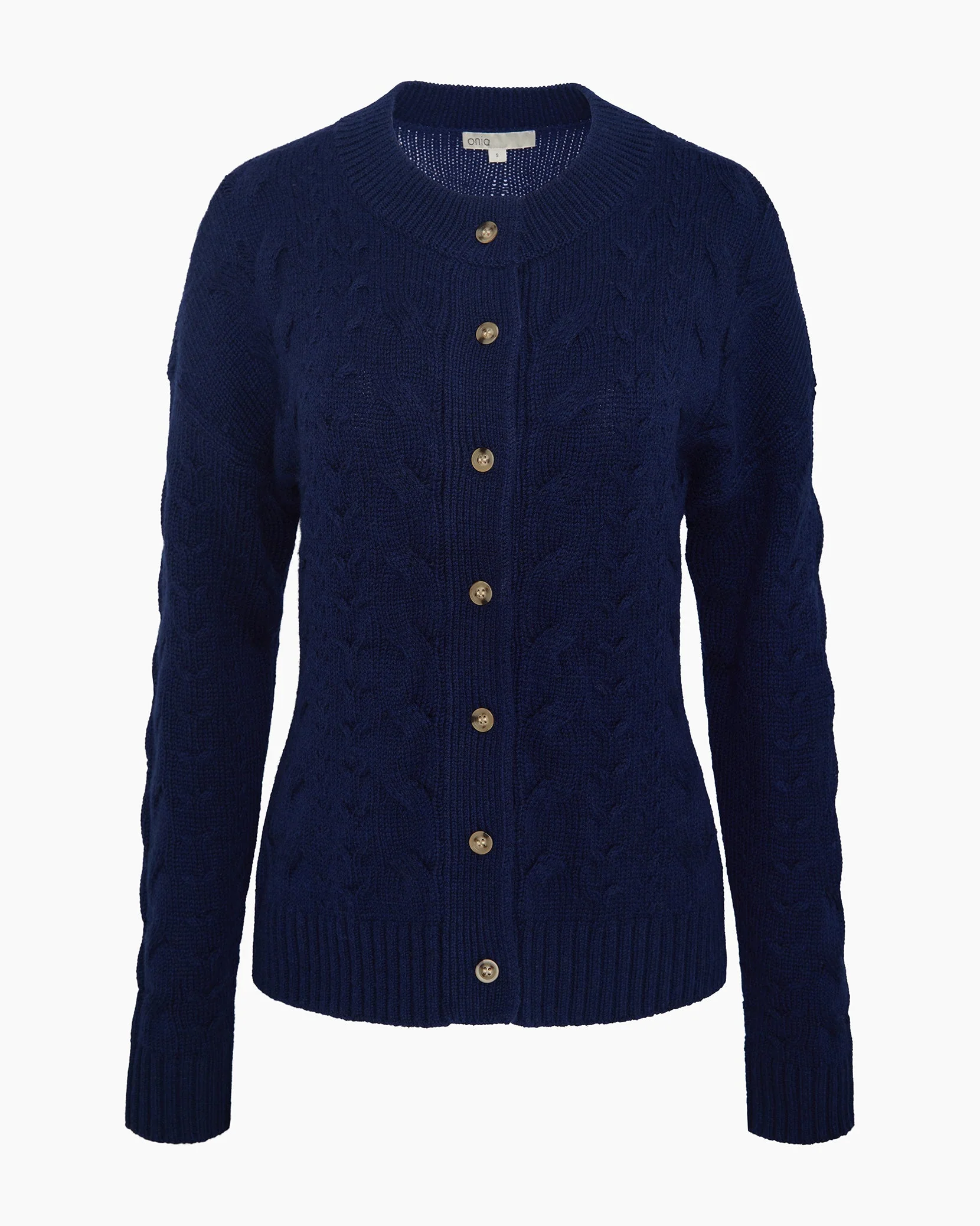 Womens | Fitted Cable Knit Cardigan | Noir Navy - Image 2