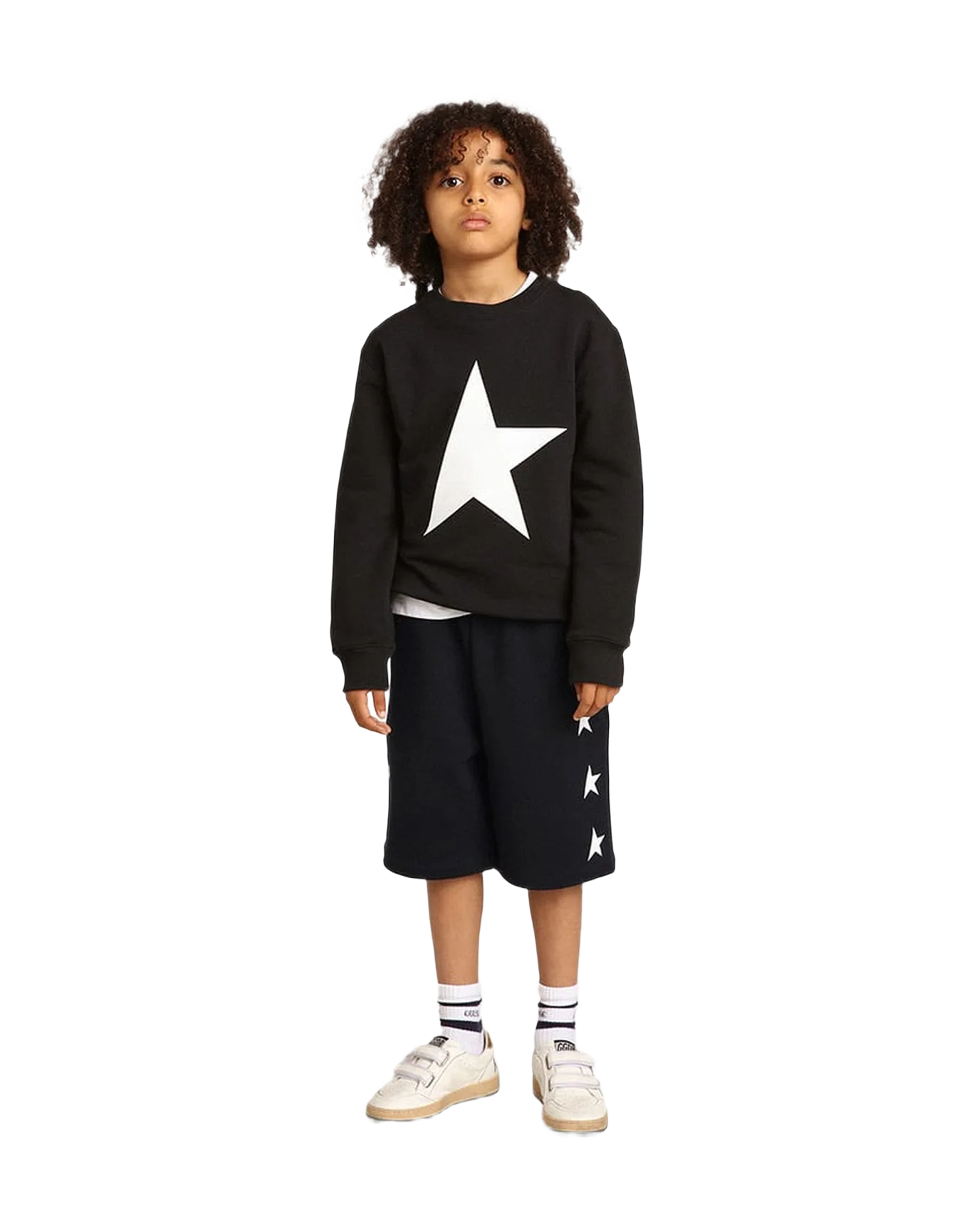 Boy | Bermuda Shorts With Stars | Dark Blue x White - Image 3