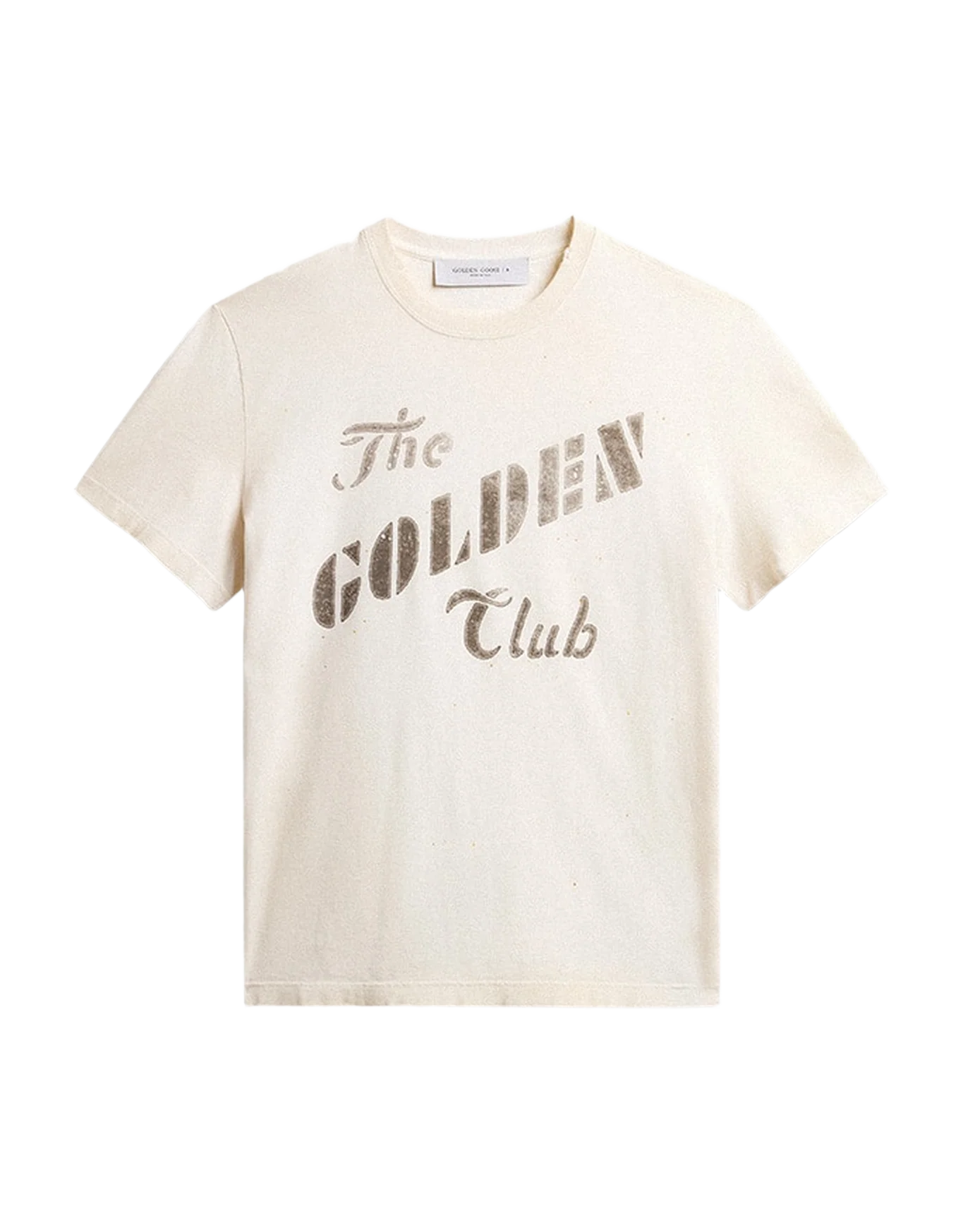 Men | Aged Cotton T Shirt With Gold Print | Heritage White x Black