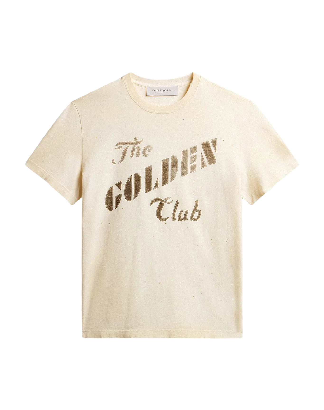 Men | Aged Cotton T Shirt With Gold Print | Heritage White x Black - Image 6