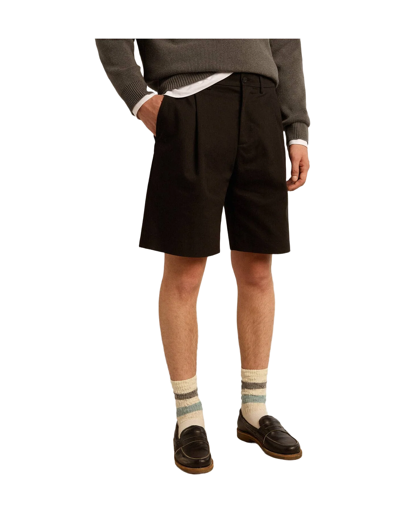 Men | Bermuda Shorts In Cotton | Black - Image 2