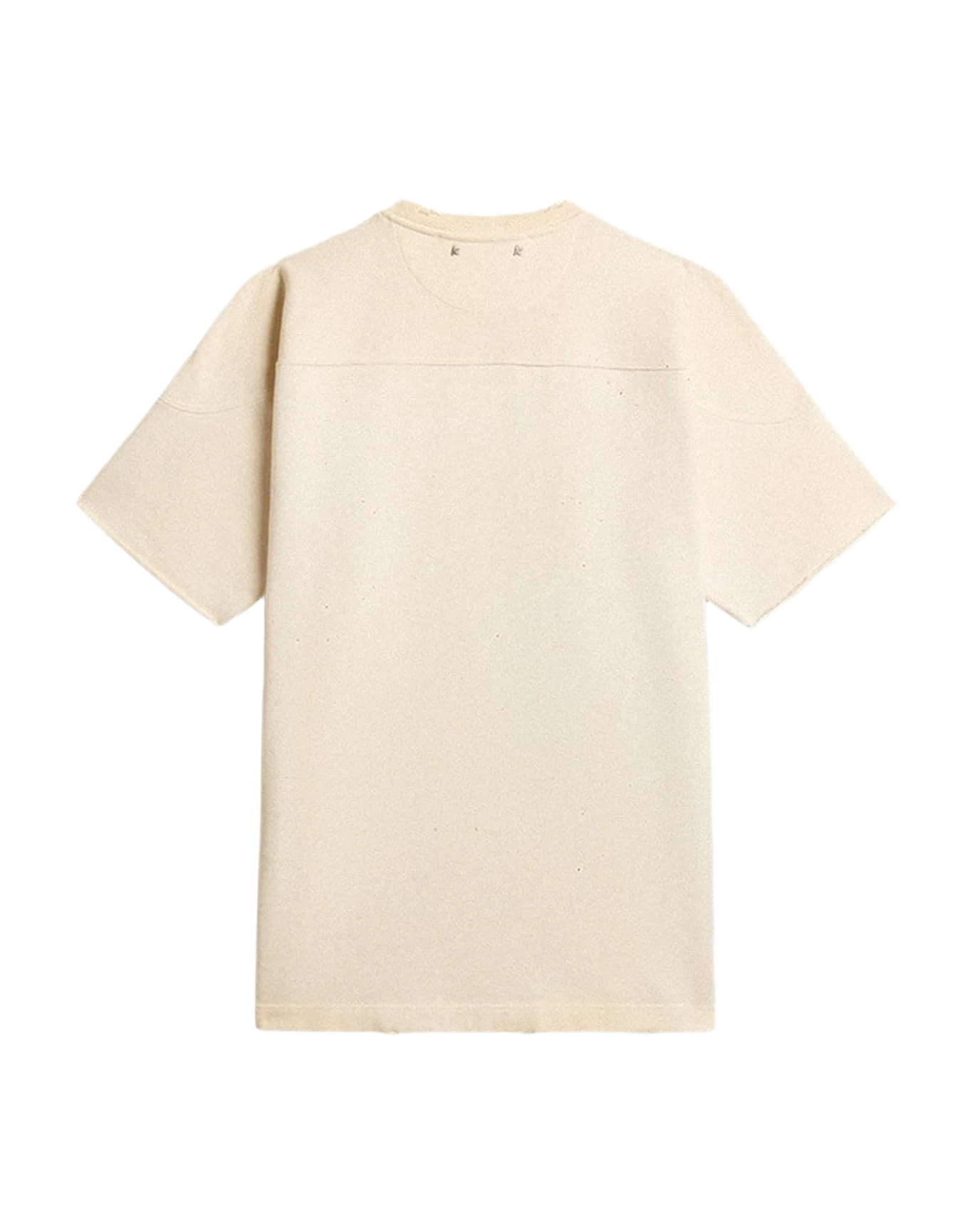 Men | Cotton T Shirt In Vintage With Raw Edge On The Front | Heritage White x Black - Image 2