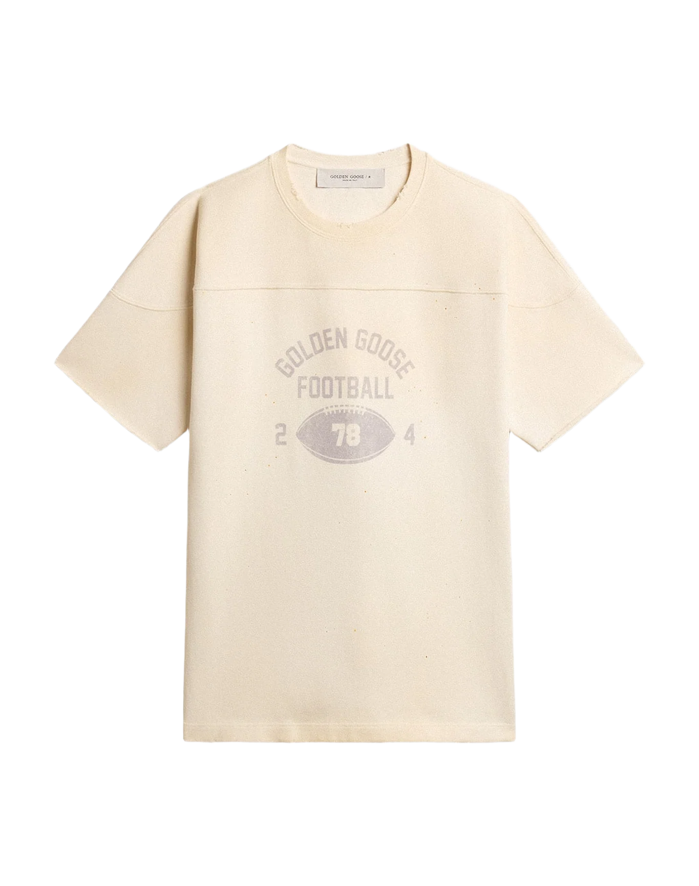 Men | Cotton T Shirt In Vintage With Raw Edge On The Front | Heritage White x Black - Image 3