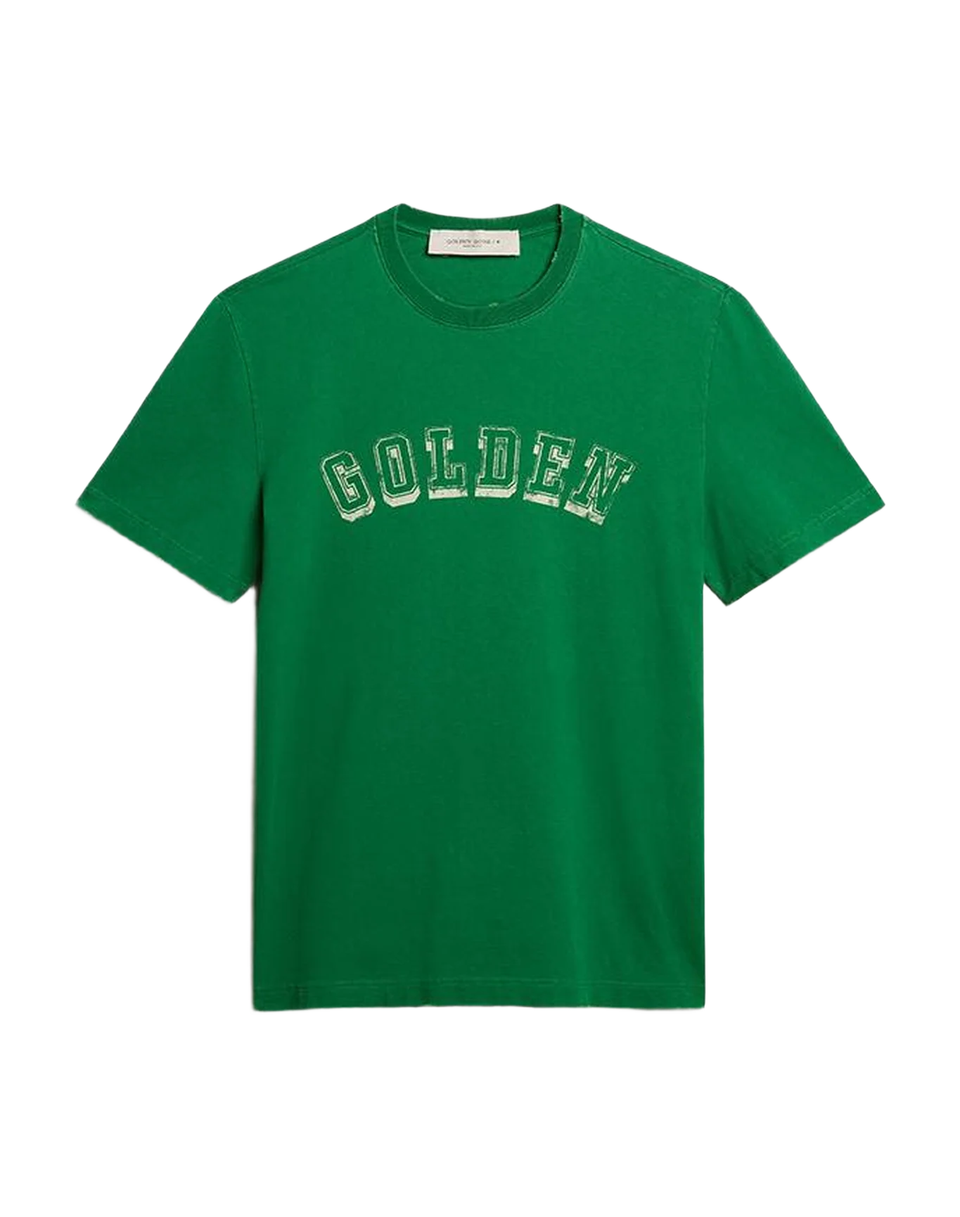 Men | Cotton T Shirt With Lettering At The Center | Green Jacket x Heritage White - Image 5