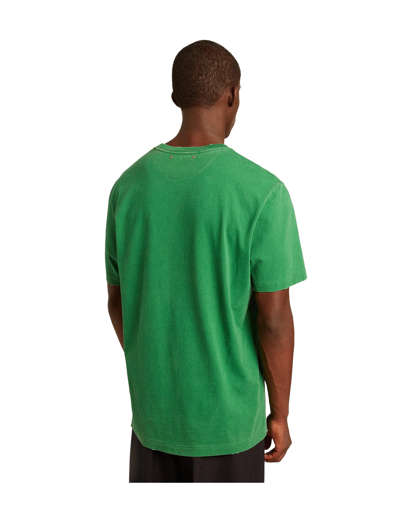 Men | Cotton T Shirt With Lettering At The Center | Green Jacket x Heritage White - Image 7
