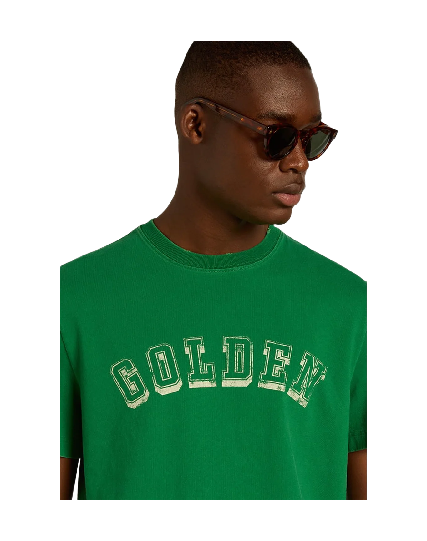 Men | Cotton T Shirt With Lettering At The Center | Green Jacket x Heritage White - Image 8