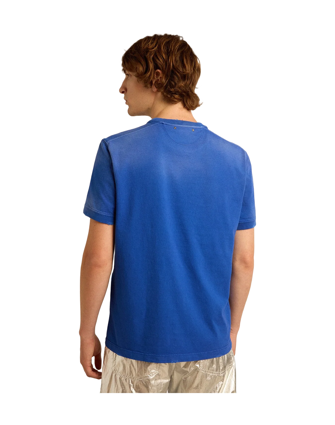 Men | Cotton T Shirt With Poster On The Front | Marathon Blue x Heritage White - Image 6