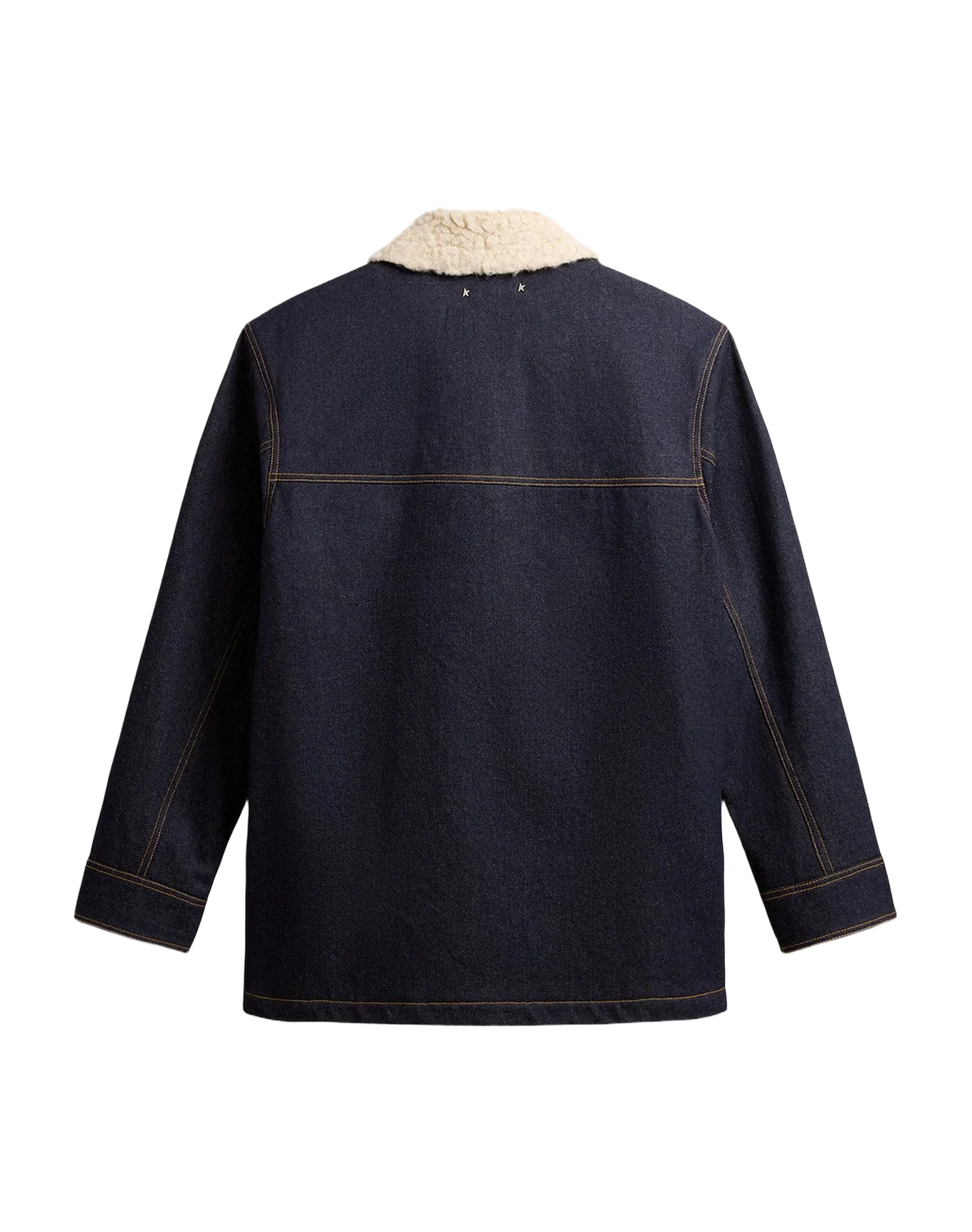 Men | Denim Pea Coat Jacket | Dark Blue x Natural - Image 10