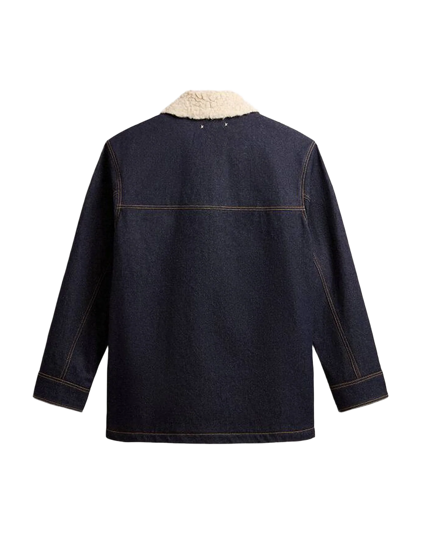Men | Denim Pea Coat Jacket | Dark Blue x Natural - Image 3
