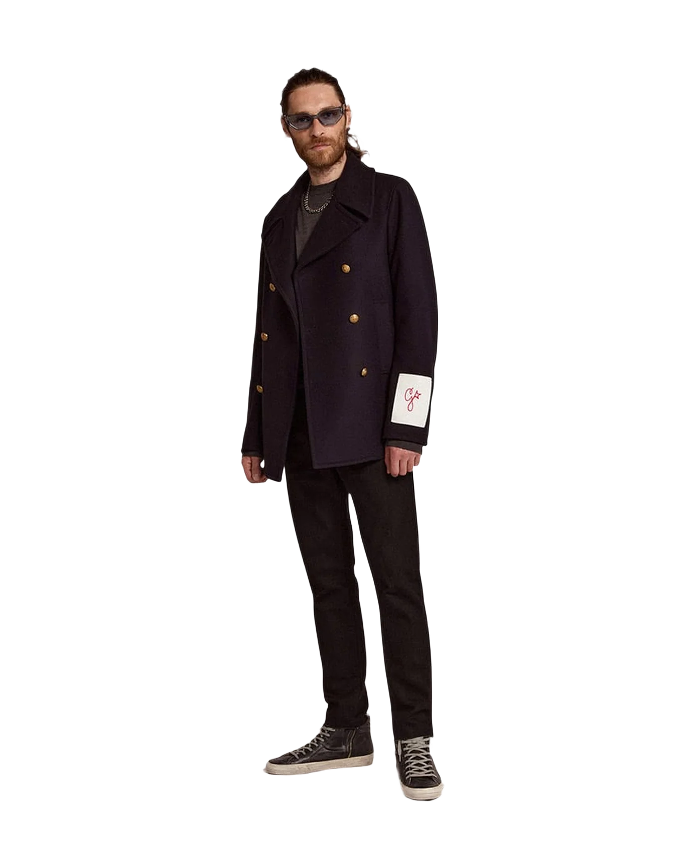 Men | Double Breasted Coat In Wool With Gold Buttons | Dark Blue - Image 10