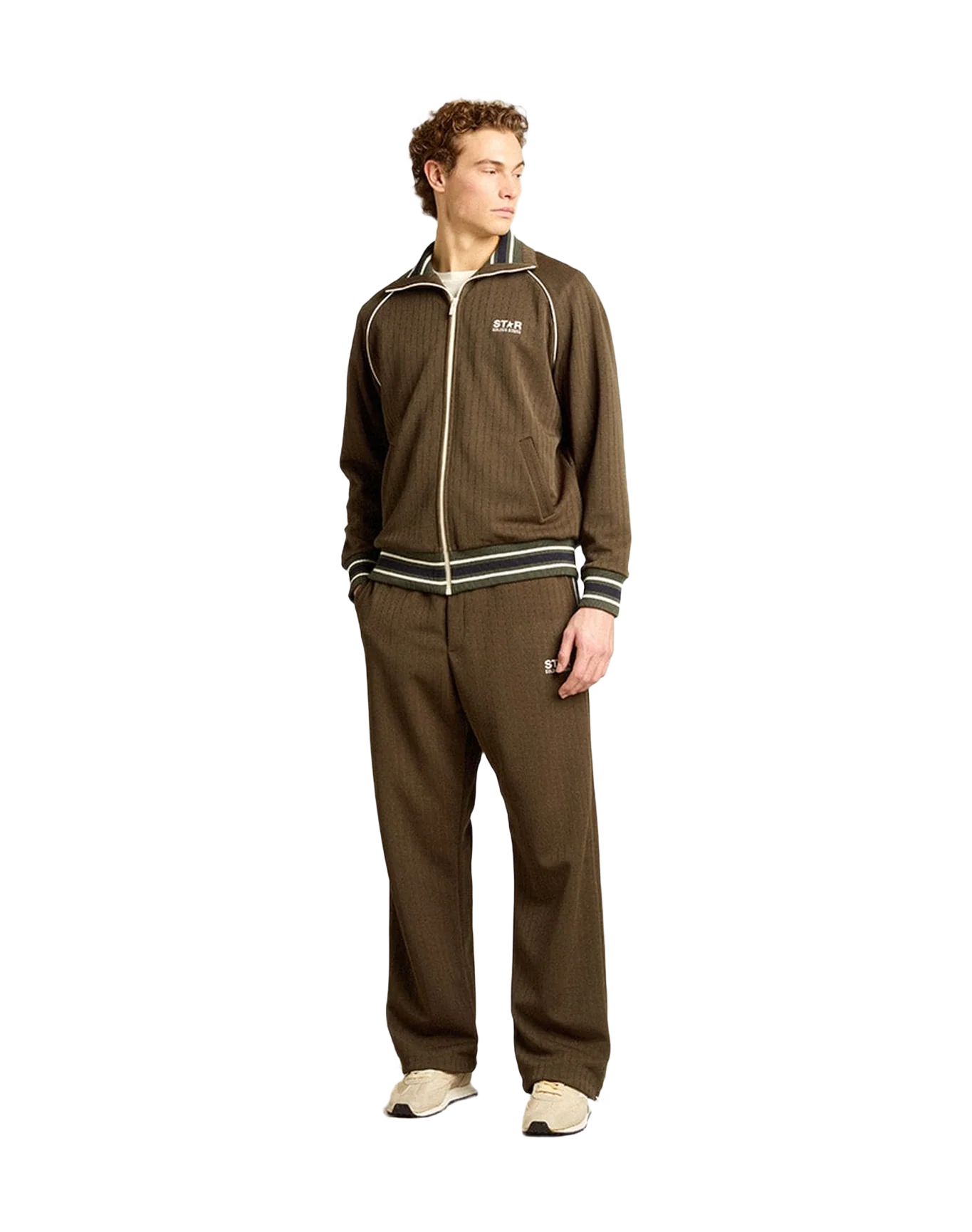 Men | Joggers With White Logo | Military Green x Papyrus - Image 2