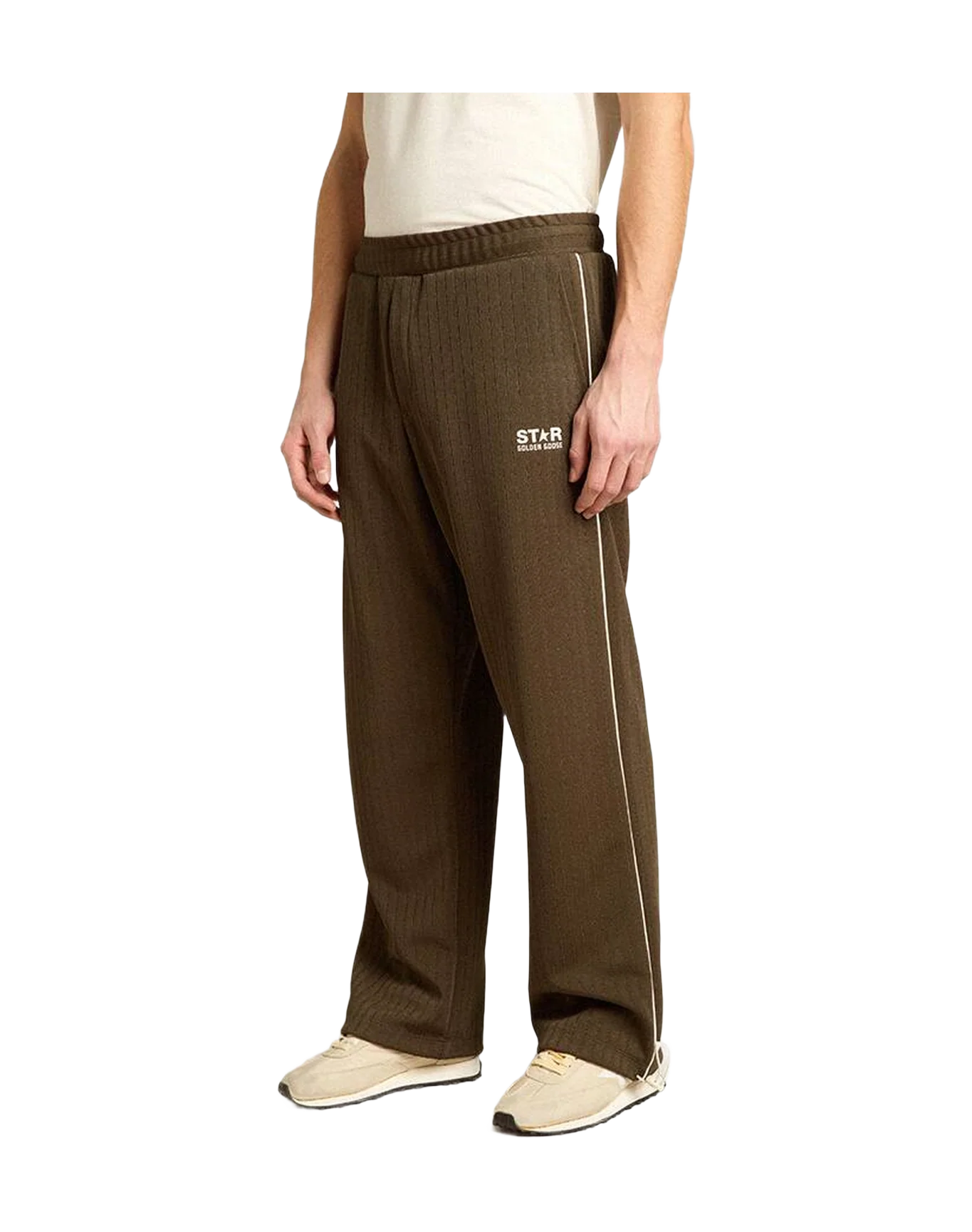 Men | Joggers With White Logo | Military Green x Papyrus - Image 4
