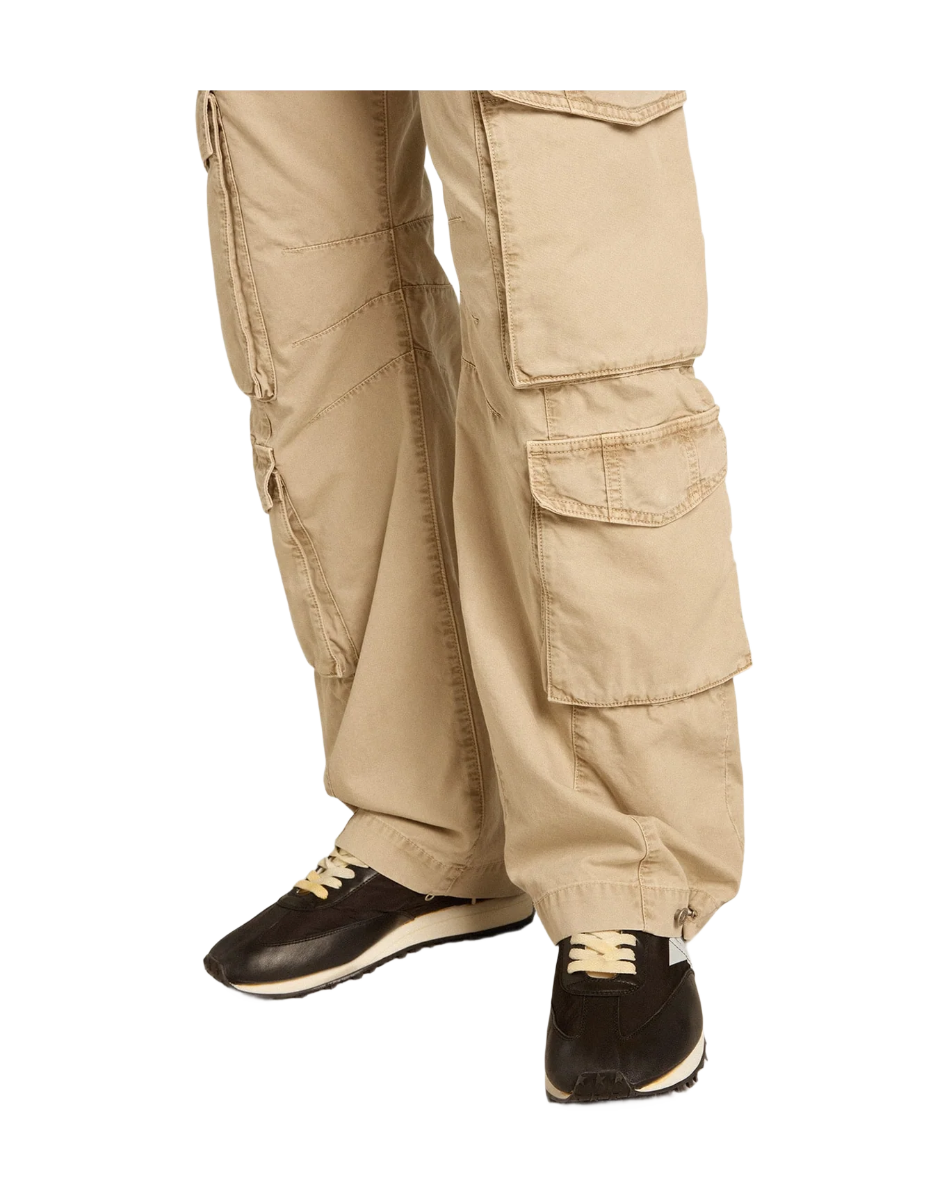 Men | Khaki Colored Cotton Cargo Pants | Trench Coat