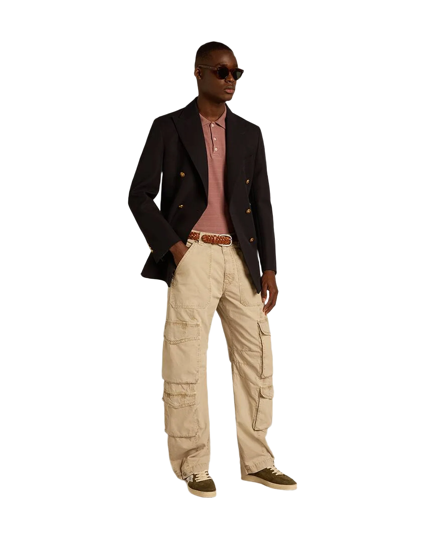 Men | Khaki Colored Cotton Cargo Pants | Trench Coat - Image 2