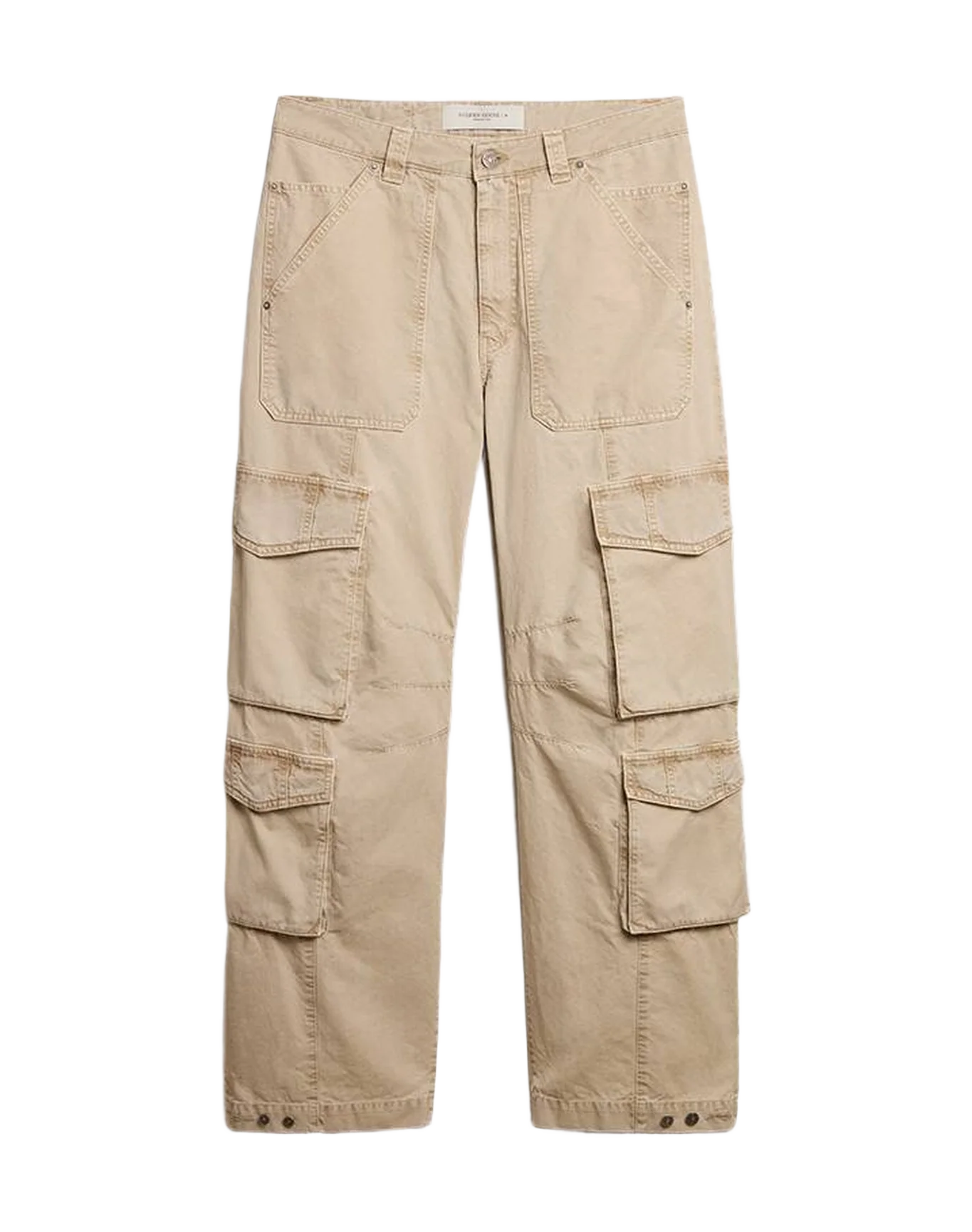 Men | Khaki Colored Cotton Cargo Pants | Trench Coat - Image 6