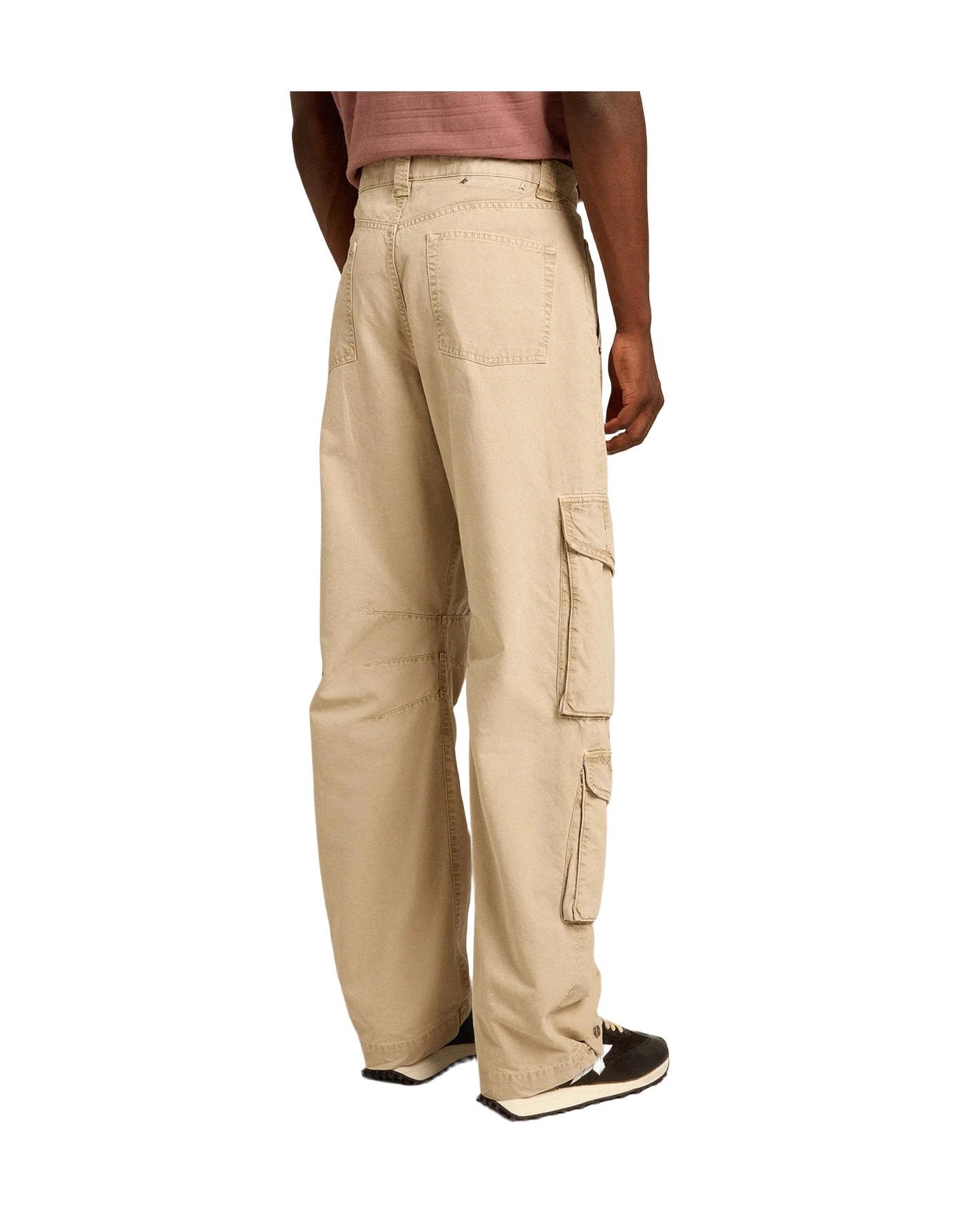 Men | Khaki Colored Cotton Cargo Pants | Trench Coat - Image 7