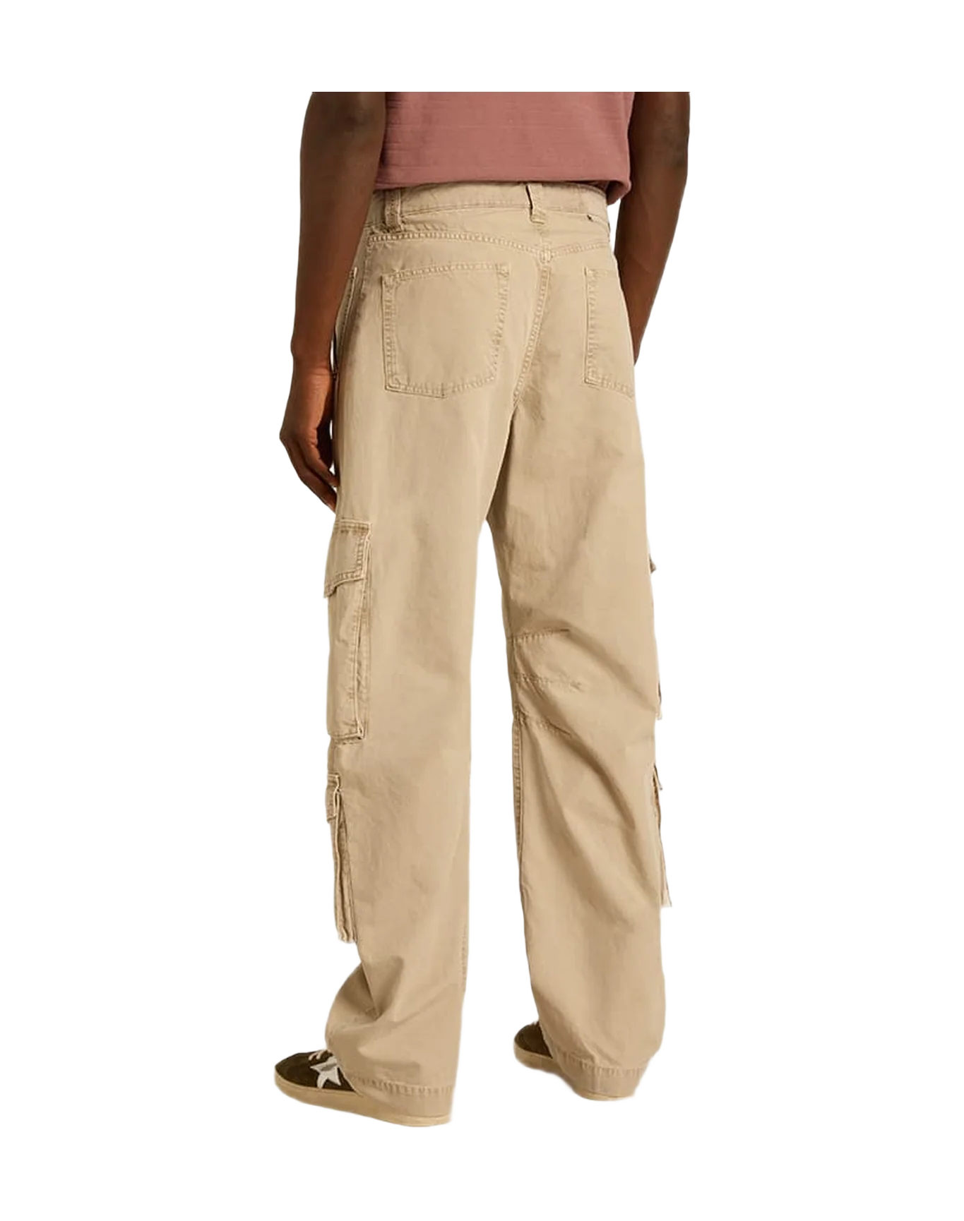Men | Khaki Colored Cotton Cargo Pants | Trench Coat - Image 9