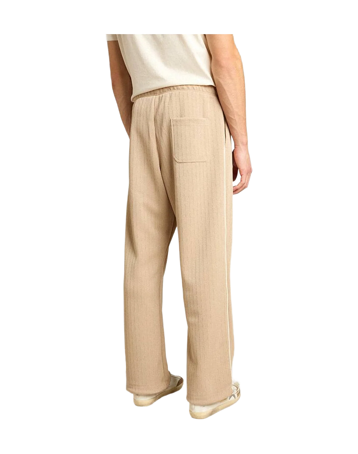 Men | Light Beige Joggers With White Logo | Pale Khaki x Papyrus - Image 5