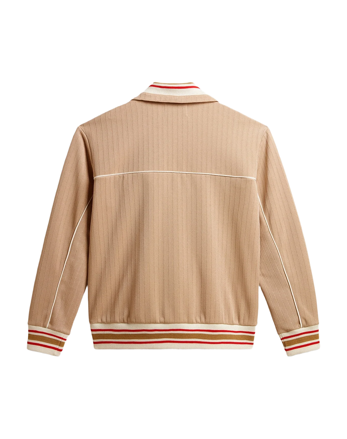 Men | Light Beige Zipped Sweatshirt With White Logo | Pale Khaki x Papyrus - Image 7