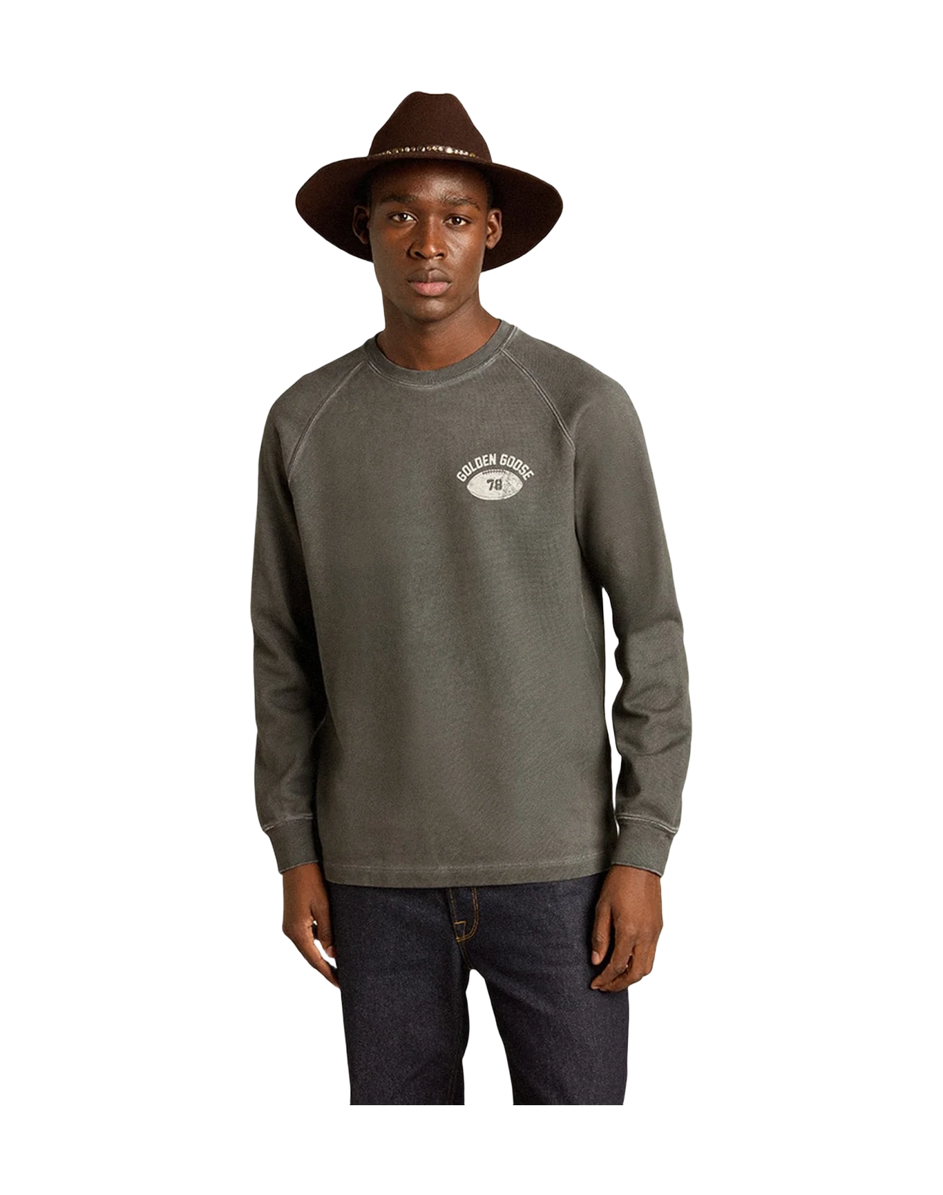Men | Long Sleeved T Shirt In Gray Cotton With Logo On The Back | Anthracite x Heritage White - Image 12