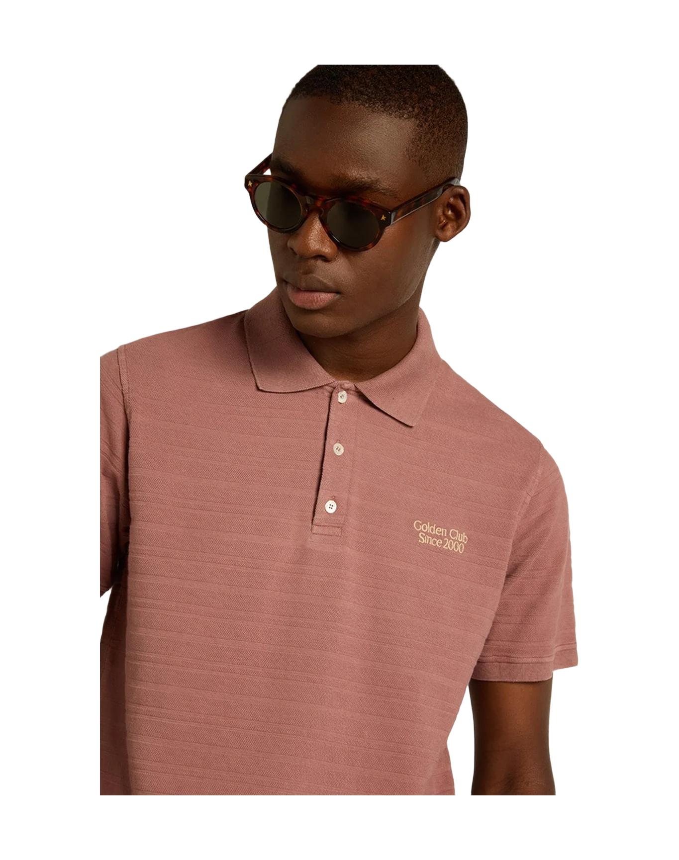 Men | Pink Colored Cotton Piquet Polo Shirt | Rose Taupe - Image 11