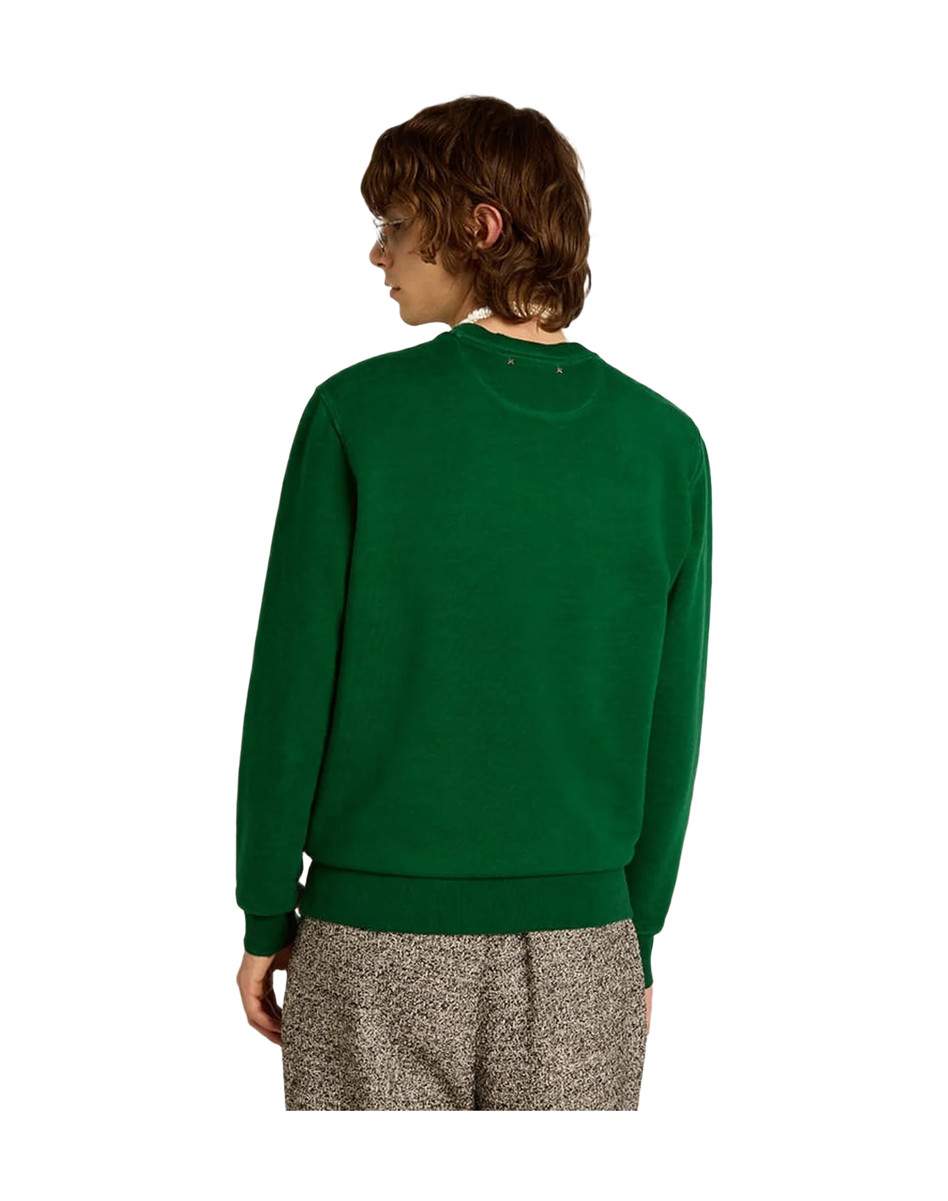 Men | Round Neck Sweatshirt In Cotton Fleece | Green Jacket - Image 10