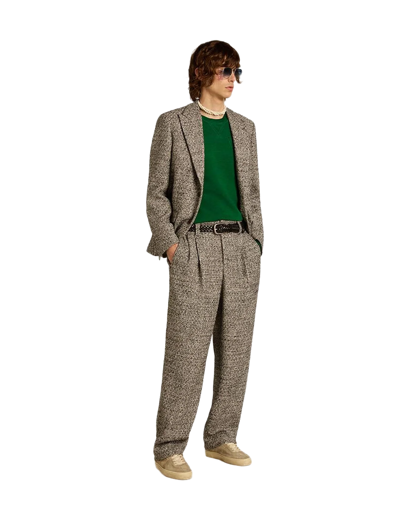 Men | Round Neck Sweatshirt In Cotton Fleece | Green Jacket - Image 2