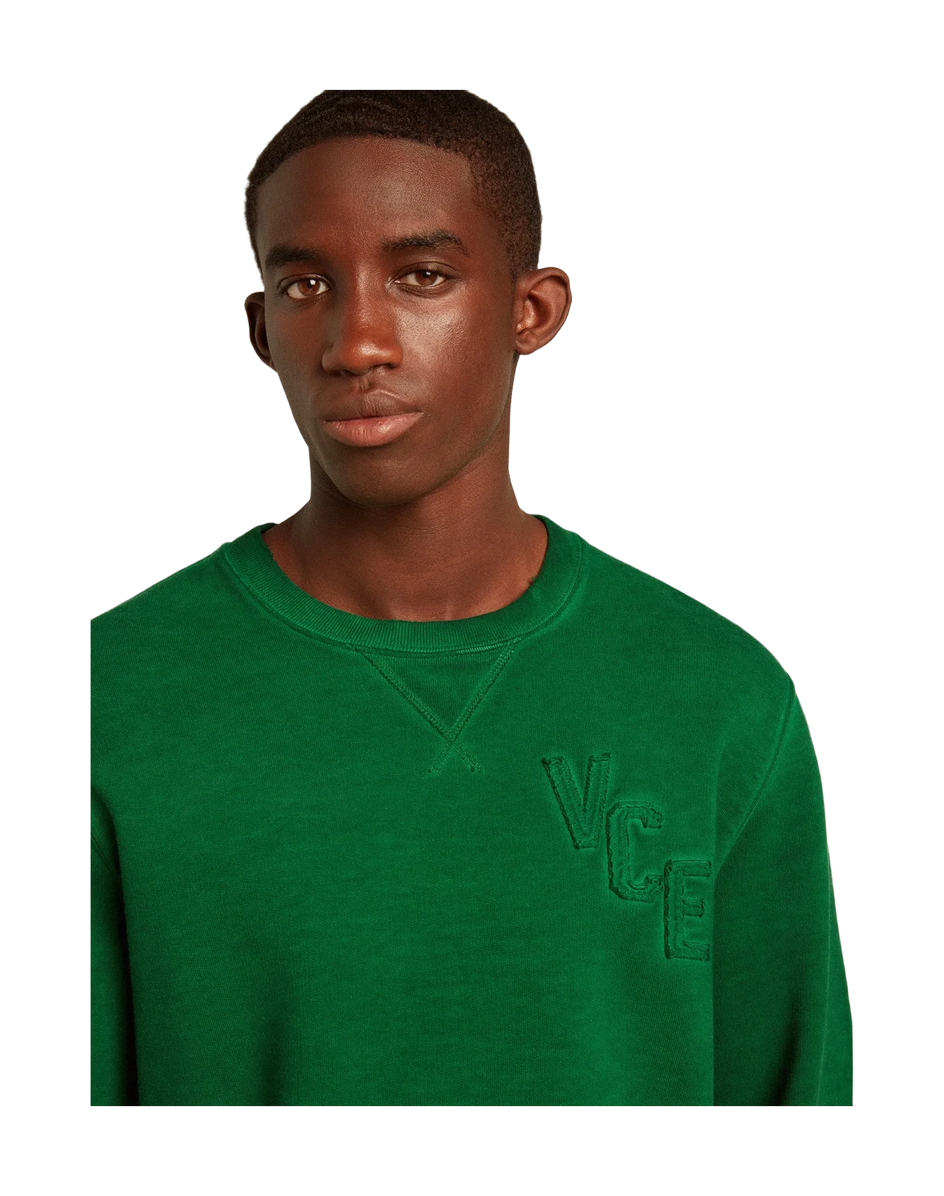 Men | Round Neck Sweatshirt In Cotton Fleece | Green Jacket - Image 3