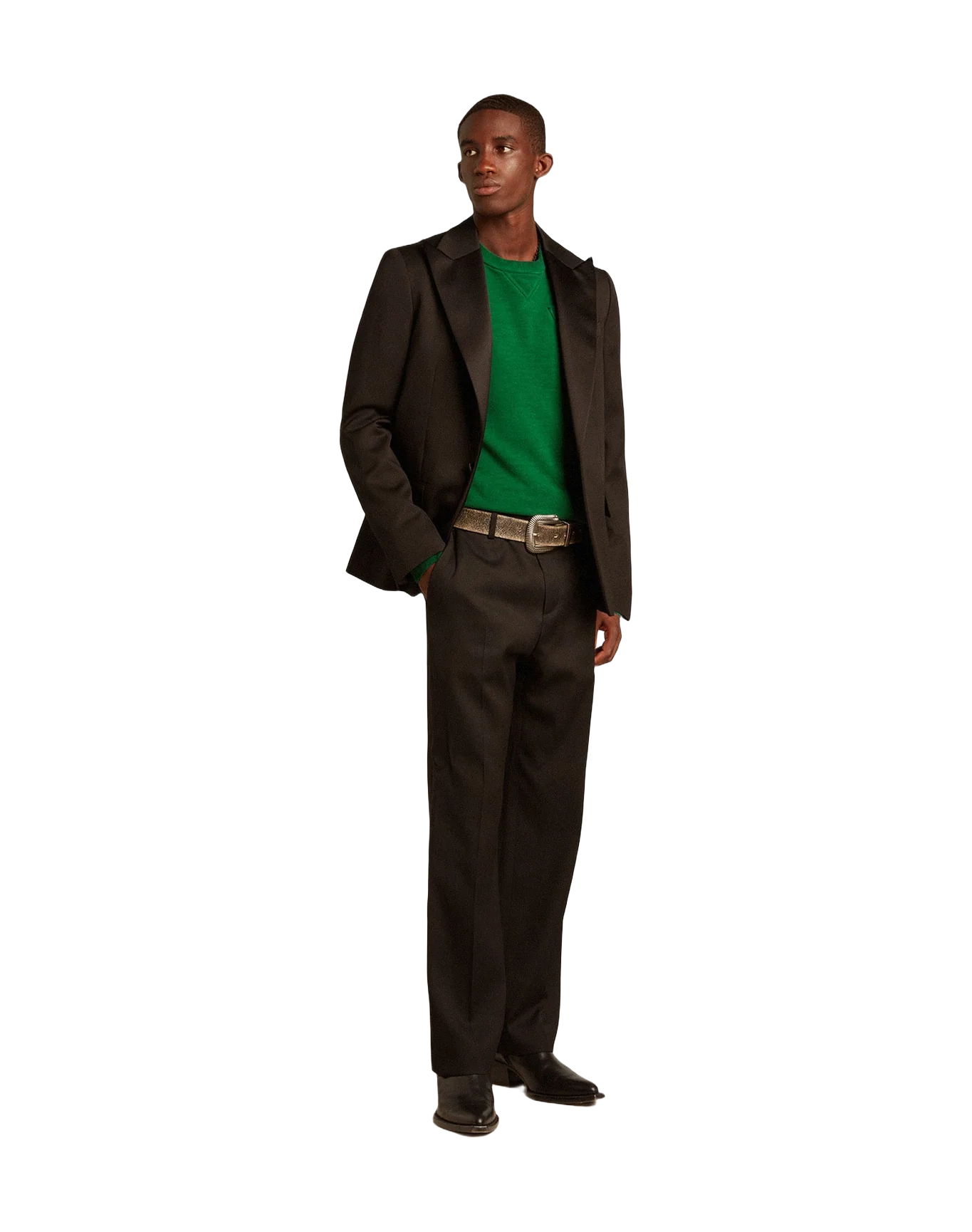 Men | Round Neck Sweatshirt In Cotton Fleece | Green Jacket - Image 5