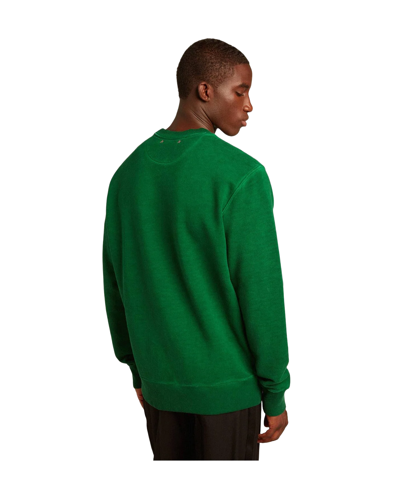 Men | Round Neck Sweatshirt In Cotton Fleece | Green Jacket - Image 7